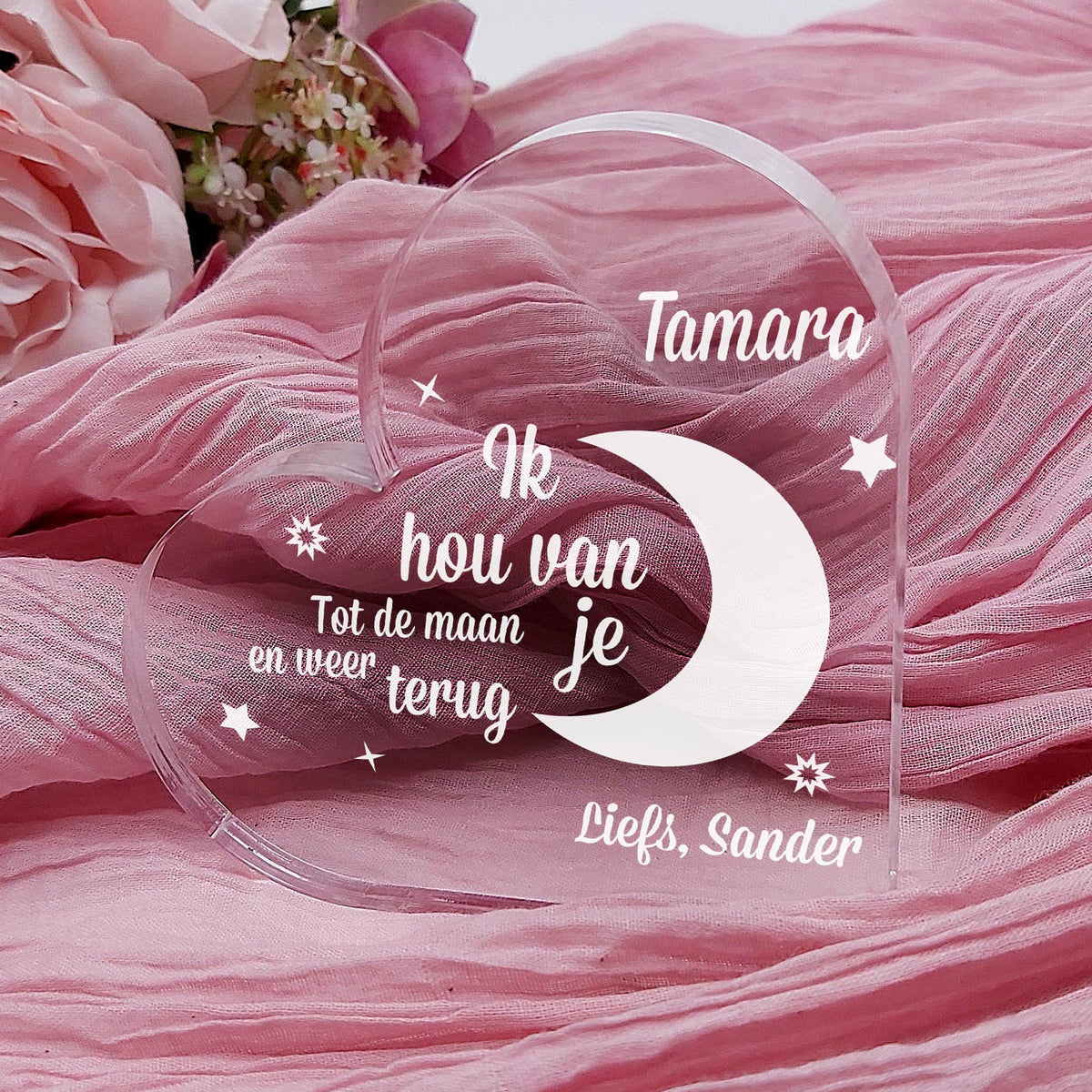 Ik Hou Van Je Tot De Maan En Weer Terug Plexi Glas - Bella Mia