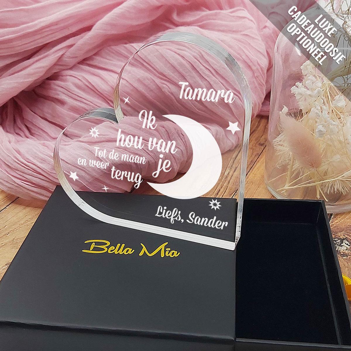 Ik Hou Van Je Tot De Maan En Weer Terug Plexi Glas - Bella Mia