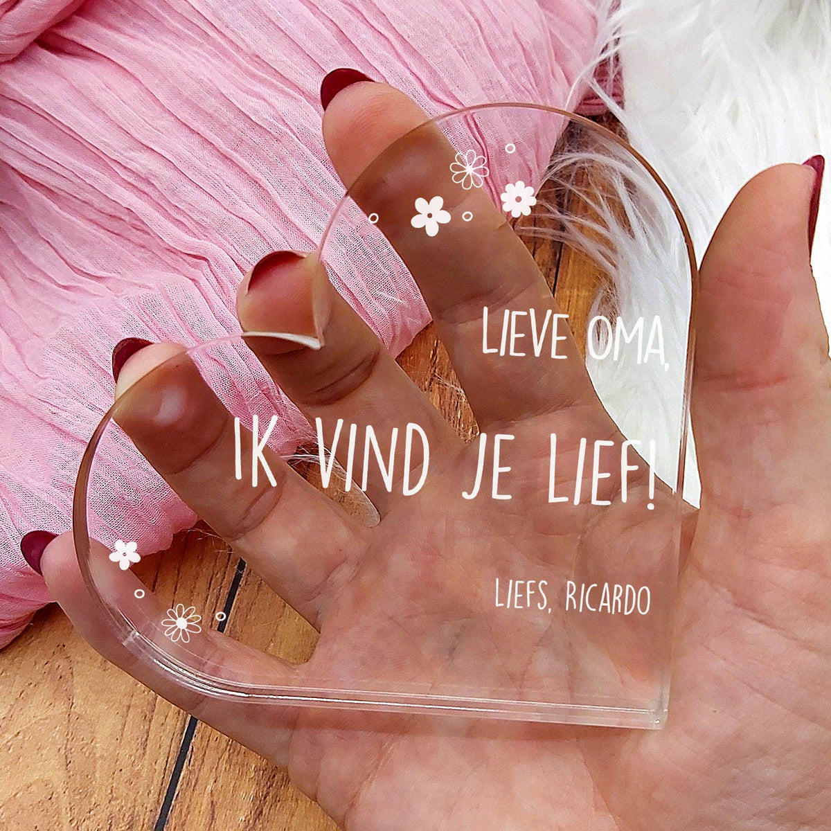 Ik vind je Lief! Hart van Plexi Glas - Bella Mia