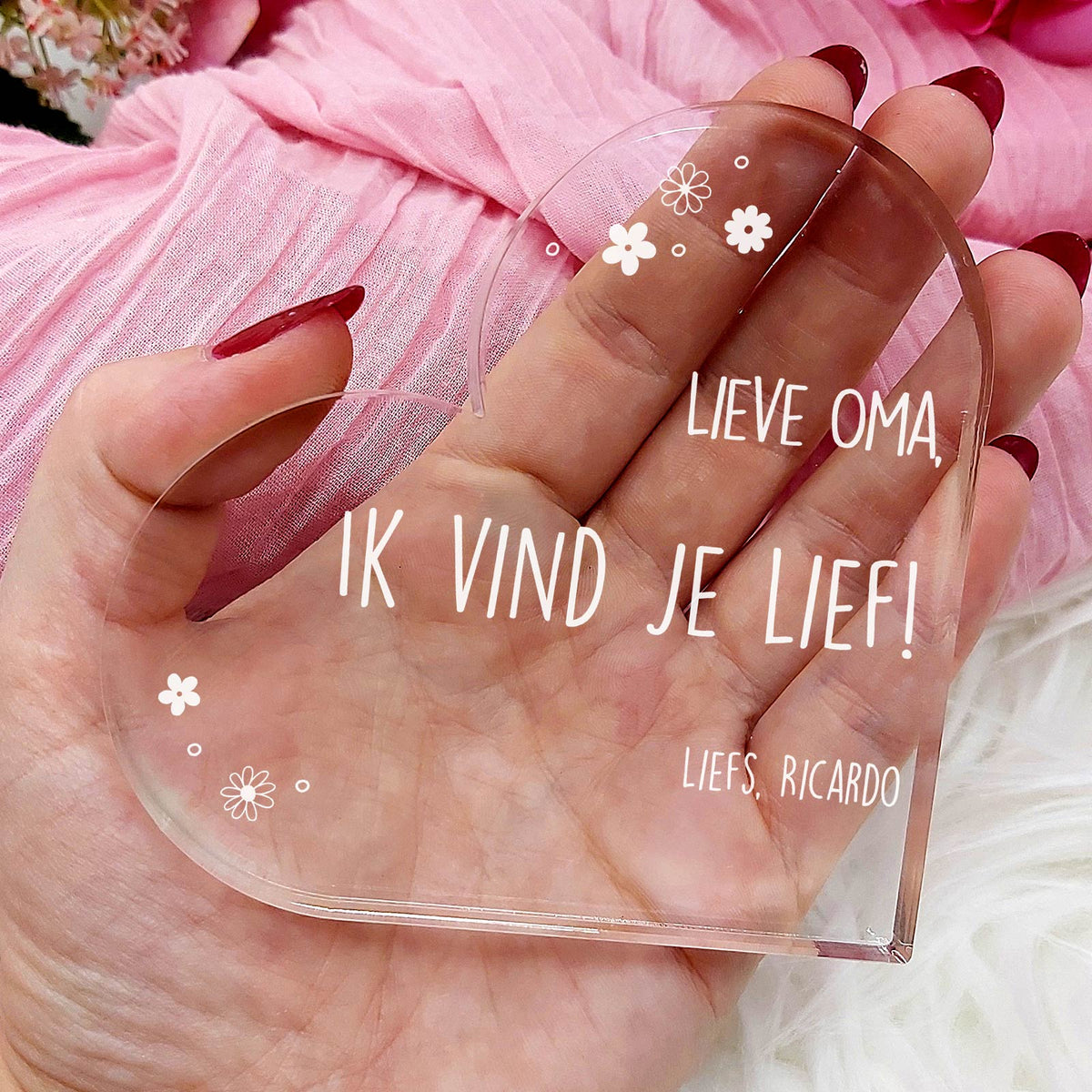 Ik vind je Lief! Hart van Plexi Glas - Bella Mia