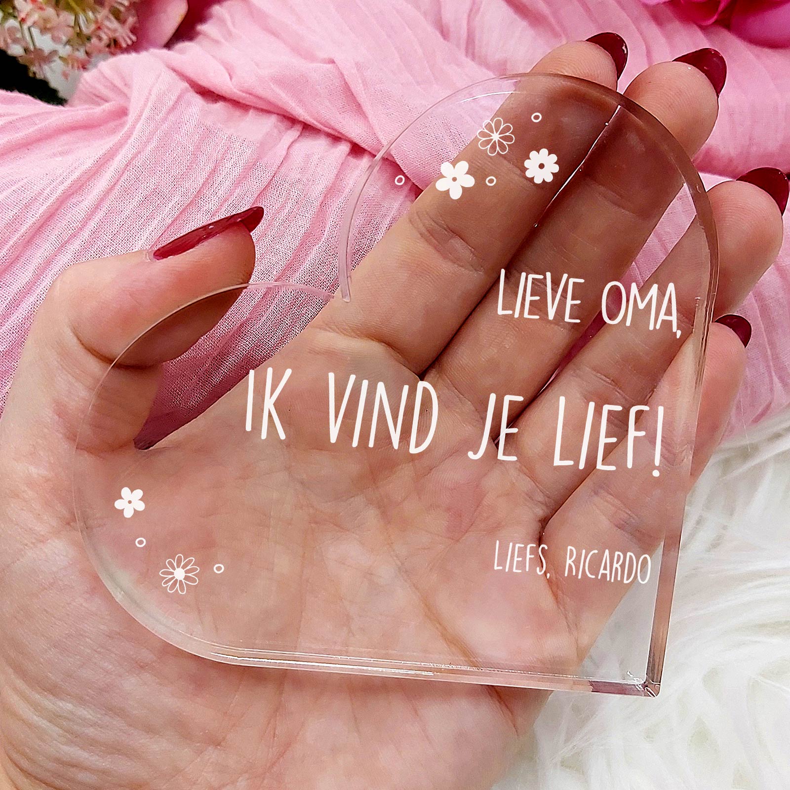 Ik vind je Lief! Hart van Plexi Glas - Bella Mia