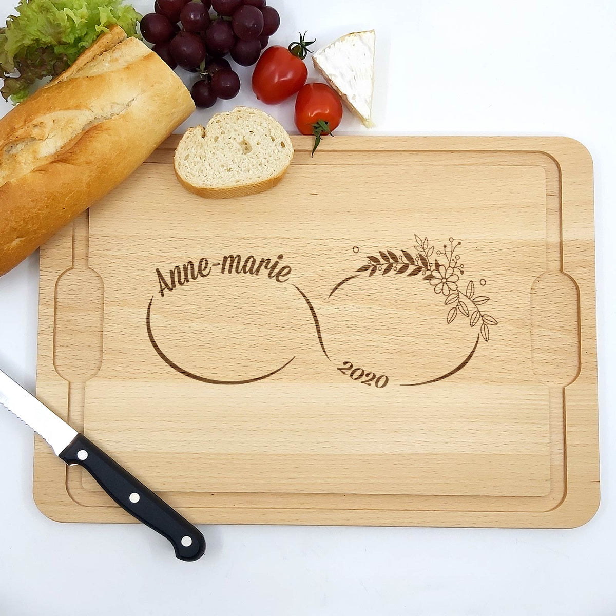 Infinity Teken Met Naam En Jaartal Snijplank - Bella Mia