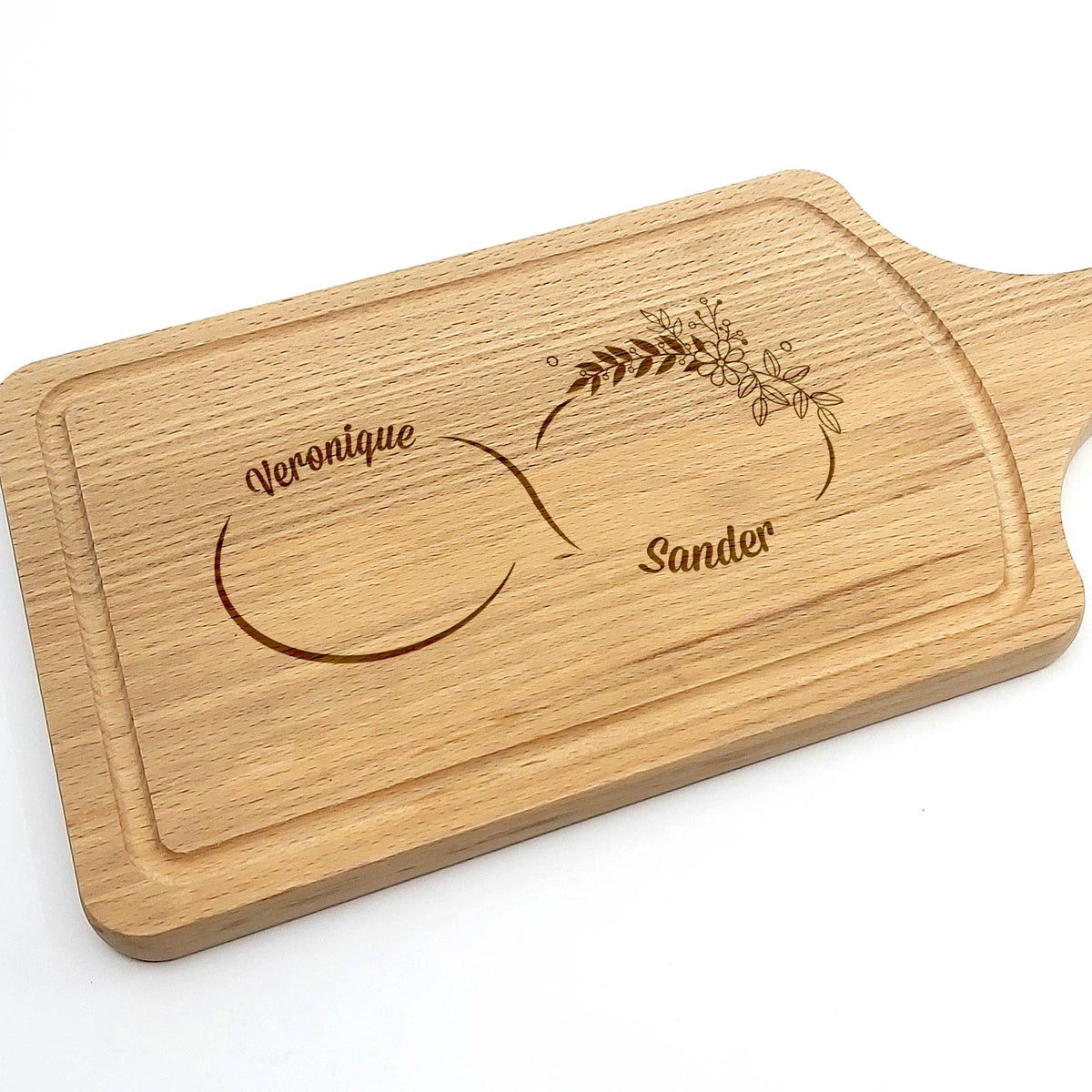 Infinity Teken Met Twee Namen Snijplank - Bella Mia