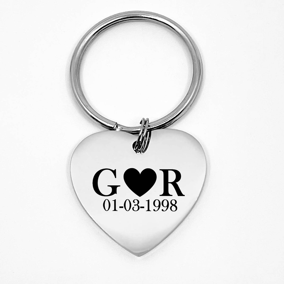 Initialen en Datum - Hart Sleutelhanger - Bella Mia