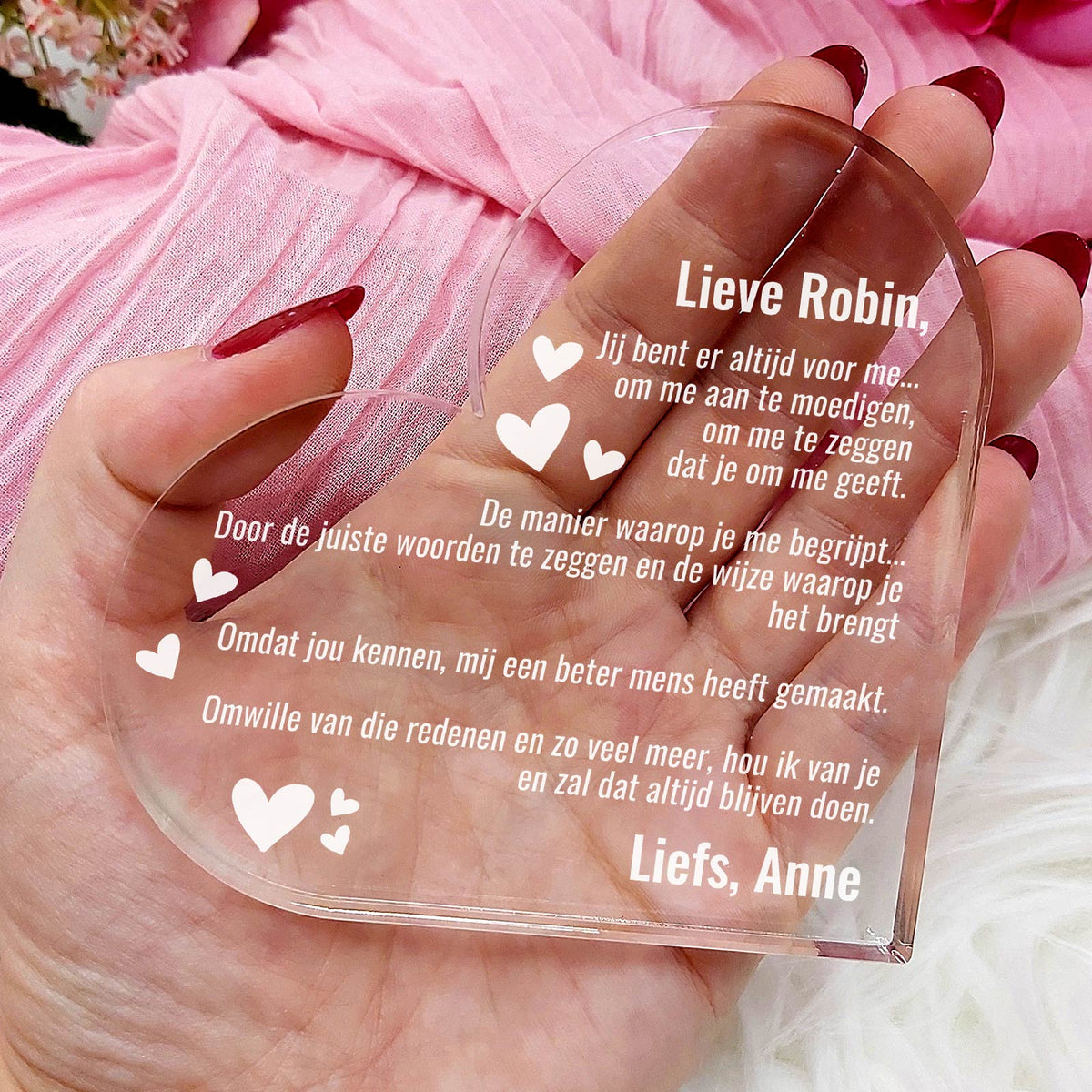 Je bent er altijd voor me Hart van Plexiglas - Bella Mia