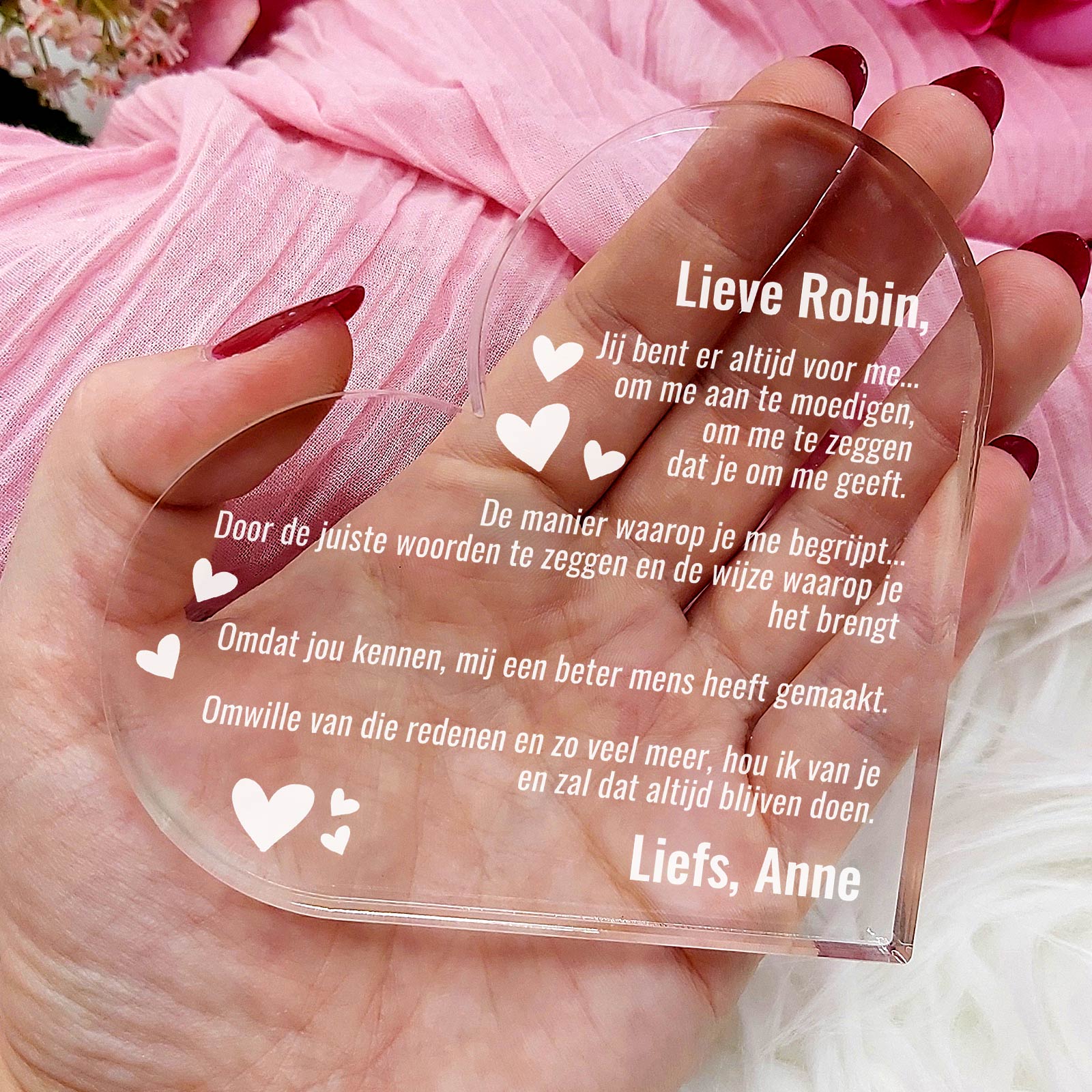 Je bent er altijd voor me Hart van Plexiglas - Bella Mia