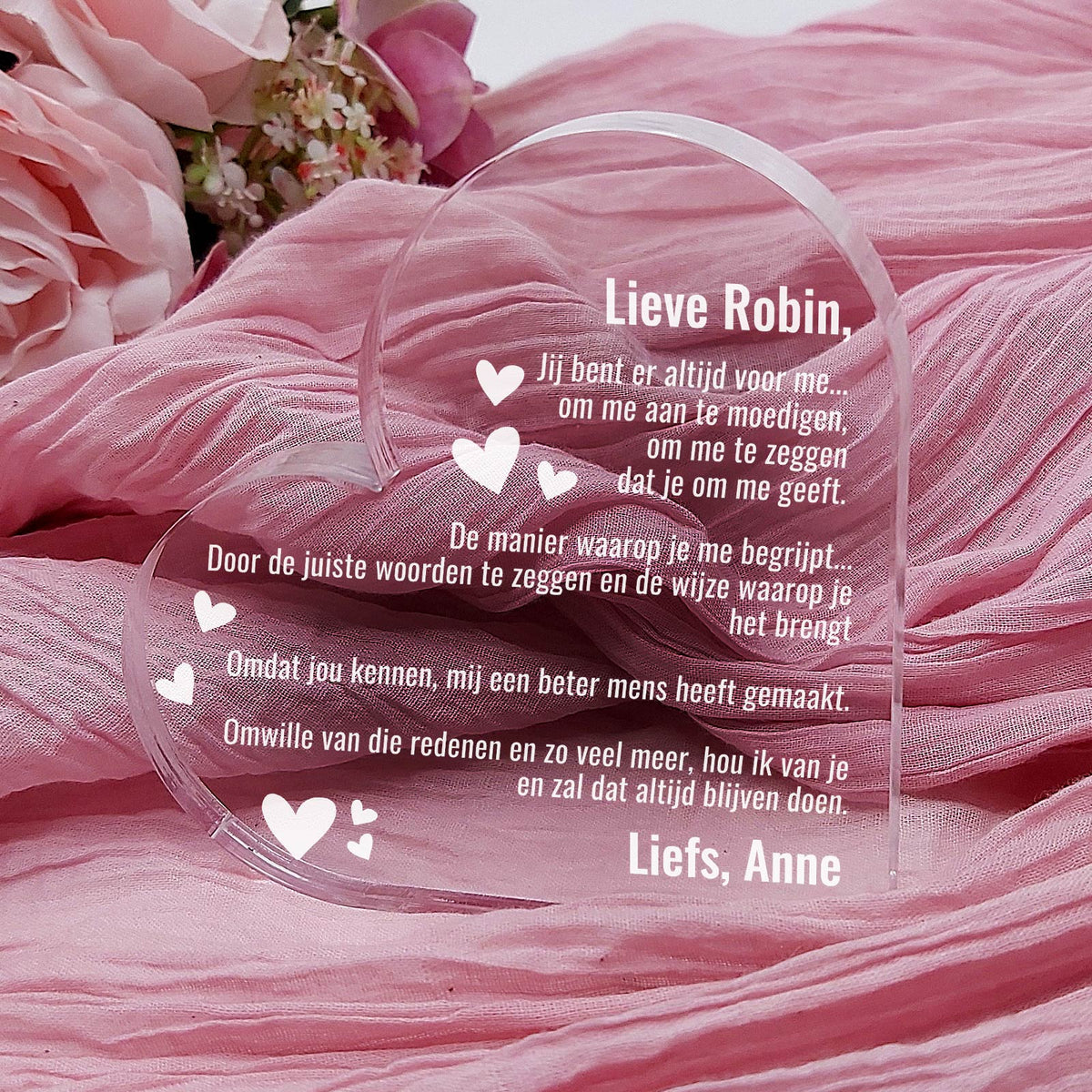 Je bent er altijd voor me Hart van Plexiglas - Bella Mia