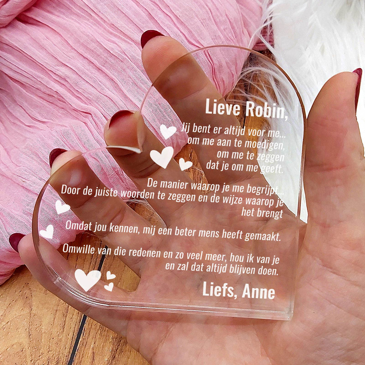 Je bent er altijd voor me Hart van Plexiglas - Bella Mia
