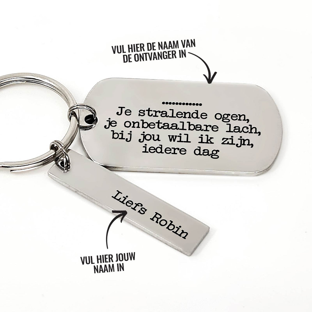 Je Stralende Ogen, Je Onbetaalbare Lach.. + Naam Sleutelhanger - Bella Mia