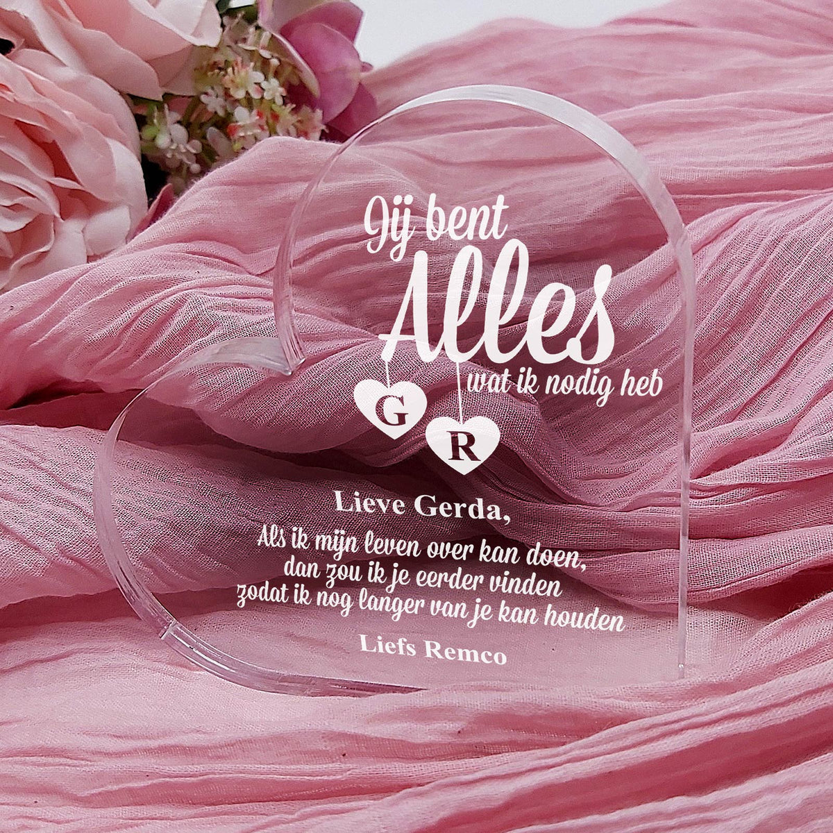 Jij Bent Alles Wat Ik Nodig Heb Hart van Plexi Glas - Bella Mia