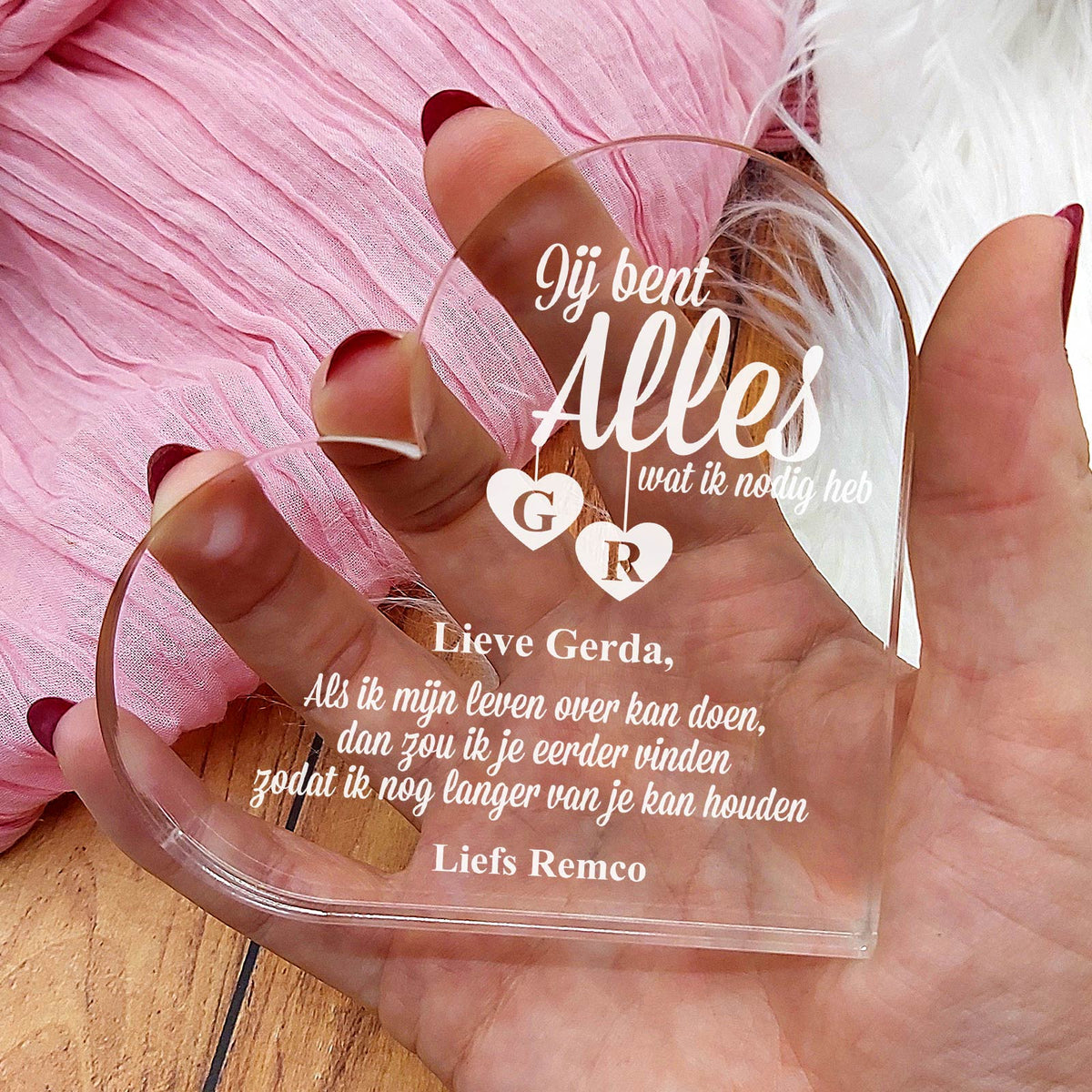 Jij Bent Alles Wat Ik Nodig Heb Hart van Plexi Glas - Bella Mia