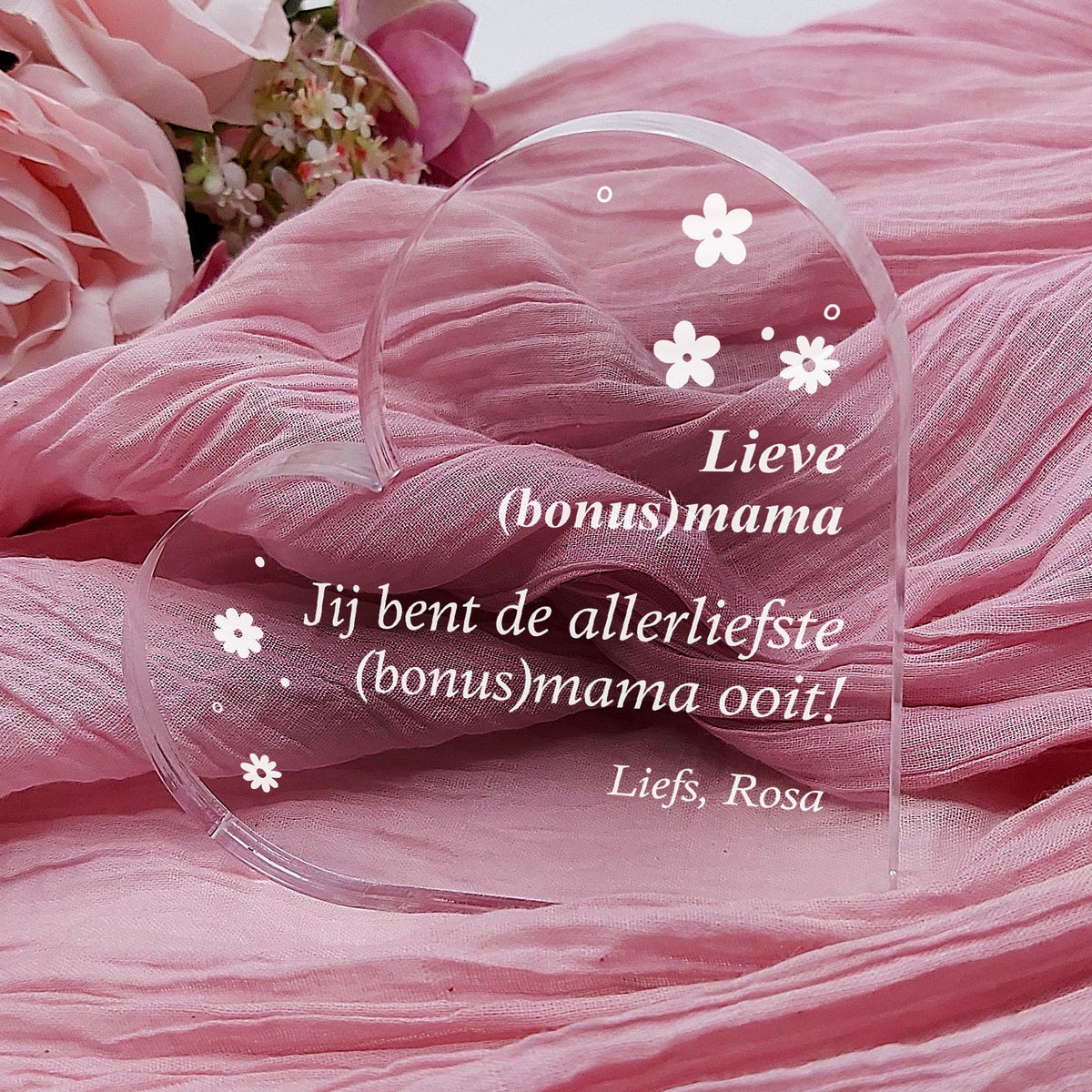 Jij bent de Allerliefste Bonusmama Ooit - Hart van Plexi Glas - Bella Mia