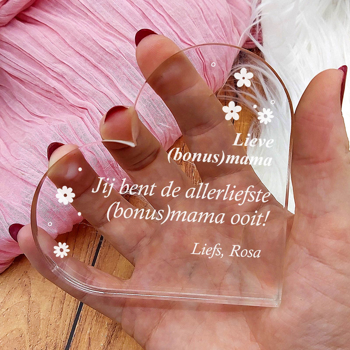 Jij bent de Allerliefste Bonusmama Ooit - Hart van Plexi Glas - Bella Mia