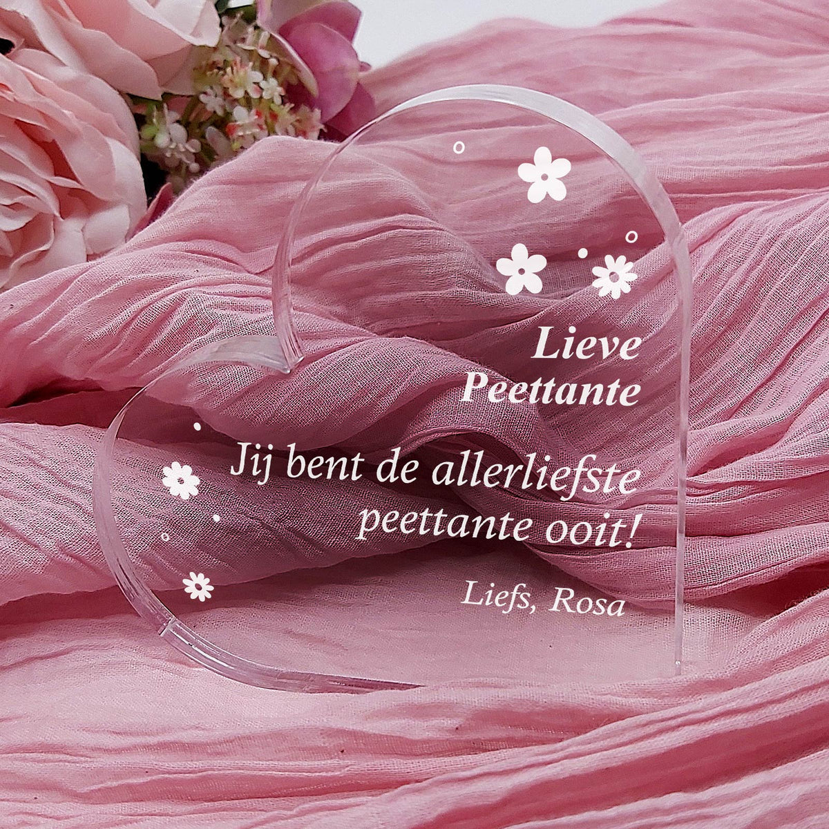 Jij Bent De Allerliefste Peettante Ooit - Peettante Hart van Plexi Glas - Bella Mia