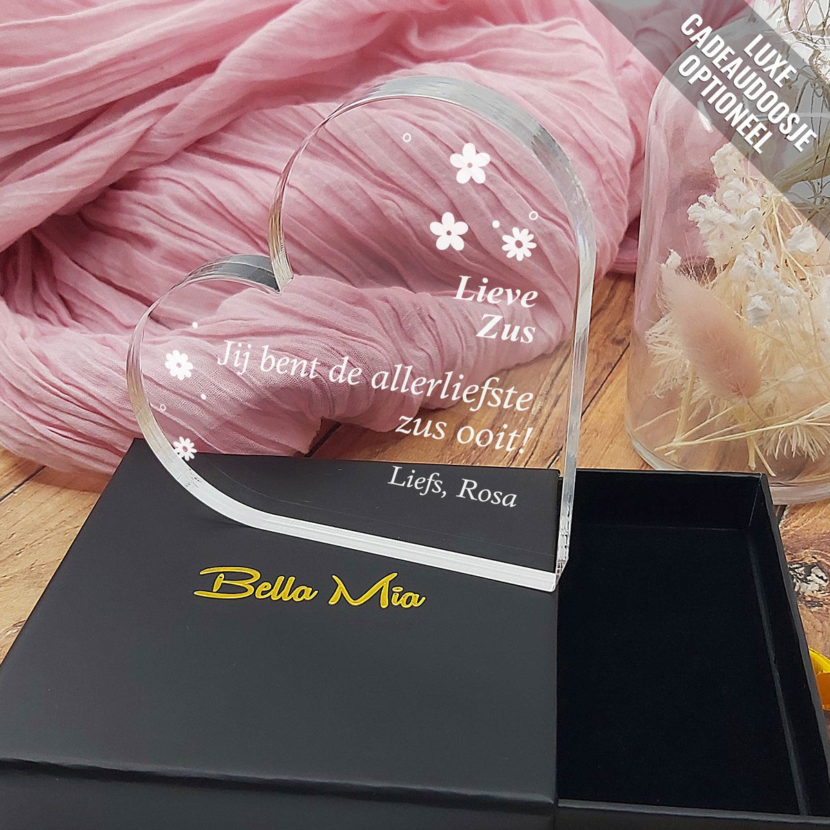 Jij Bent De Allerliefste Zus Ooit - Zus Hart van Plexi Glas - Bella Mia