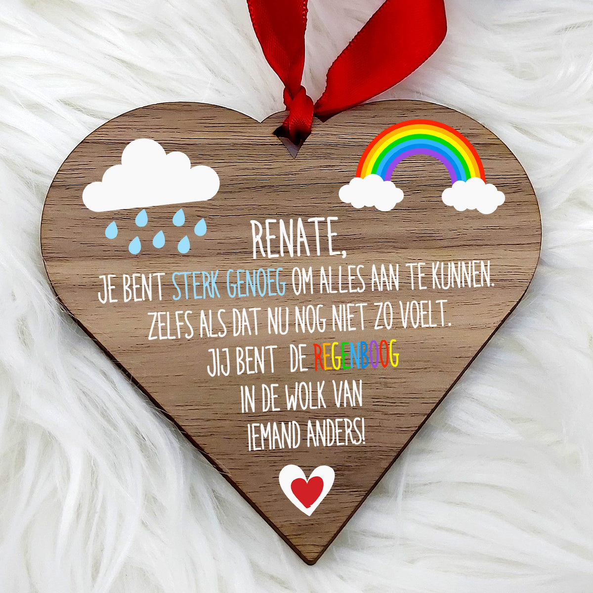 Jij bent een regenboog - Hart van walnoot hout - Bella Mia