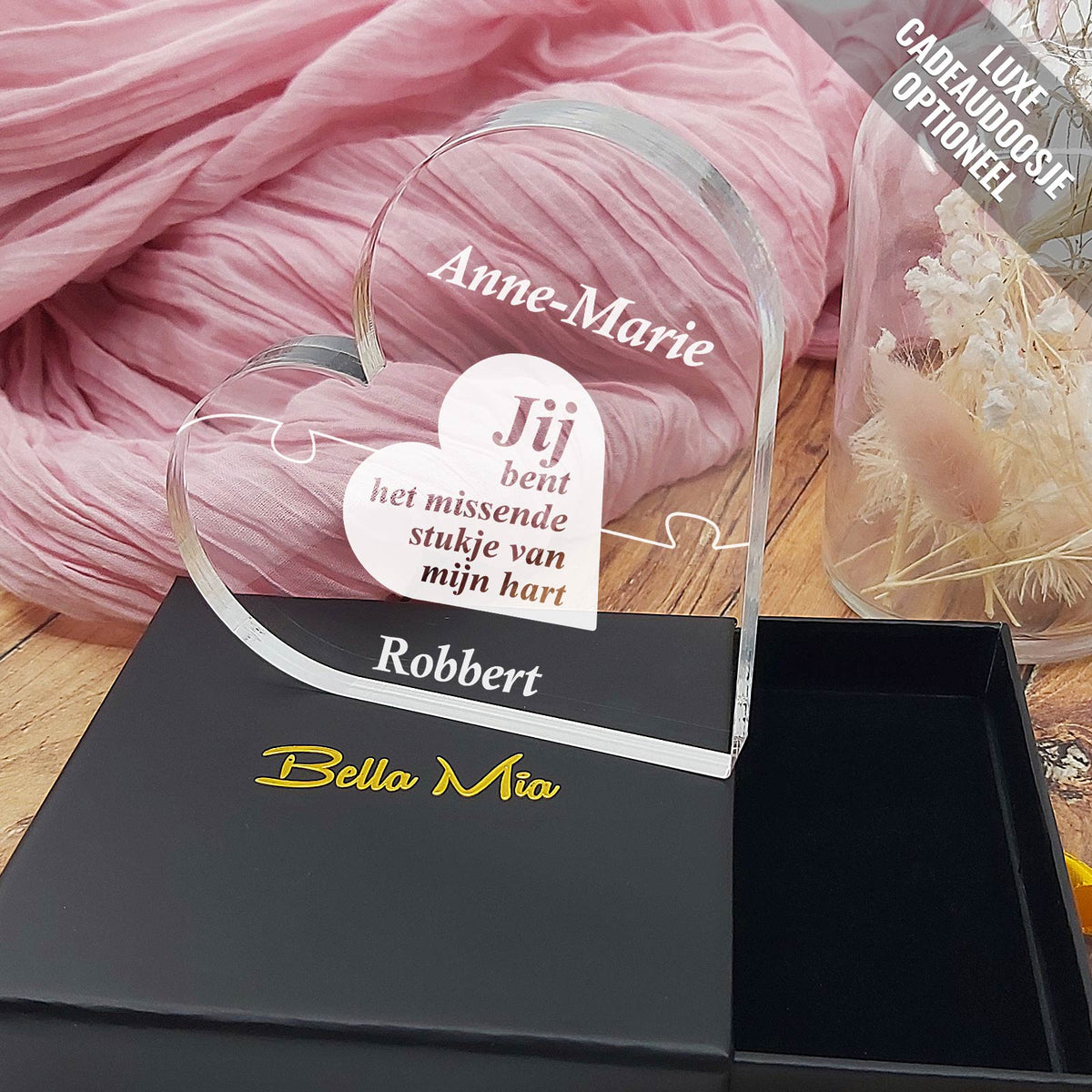 Jij Bent Het Missende Stukje Hart van Plexi Glas - Bella Mia
