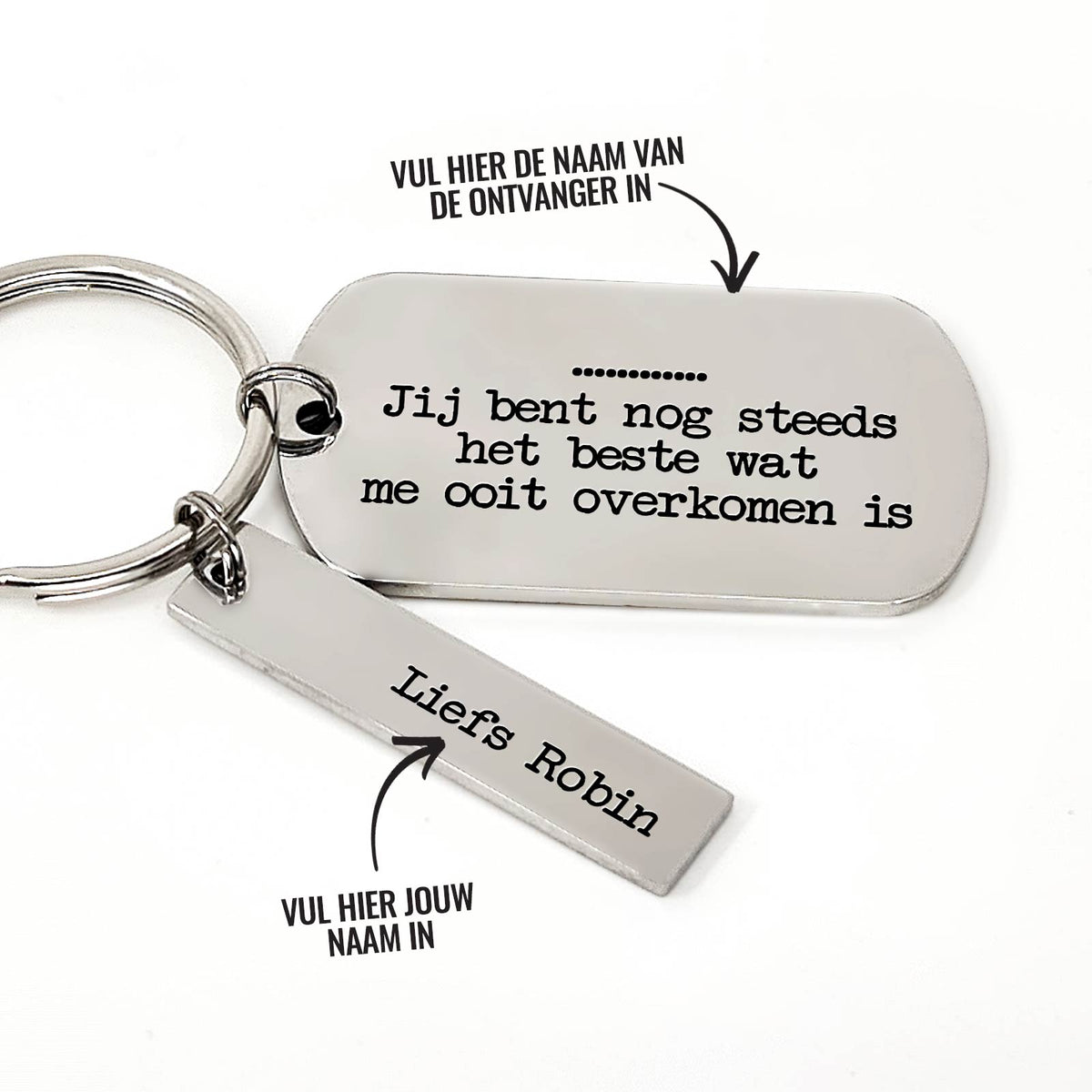 Jij Bent Nog Steeds Het Beste Dat Me Ooit Overkomen Is + Naam Sleutelhanger - Bella Mia