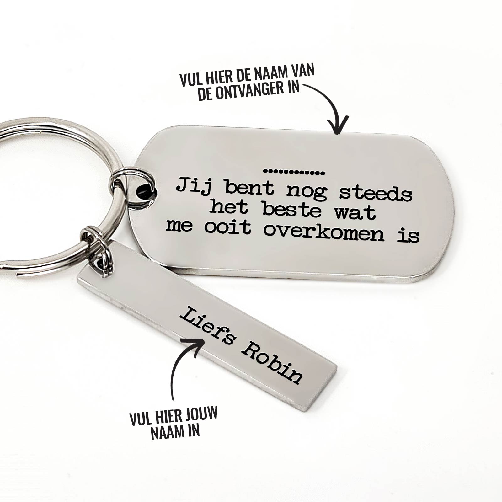 Jij Bent Nog Steeds Het Beste Dat Me Ooit Overkomen Is + Naam Sleutelhanger - Bella Mia