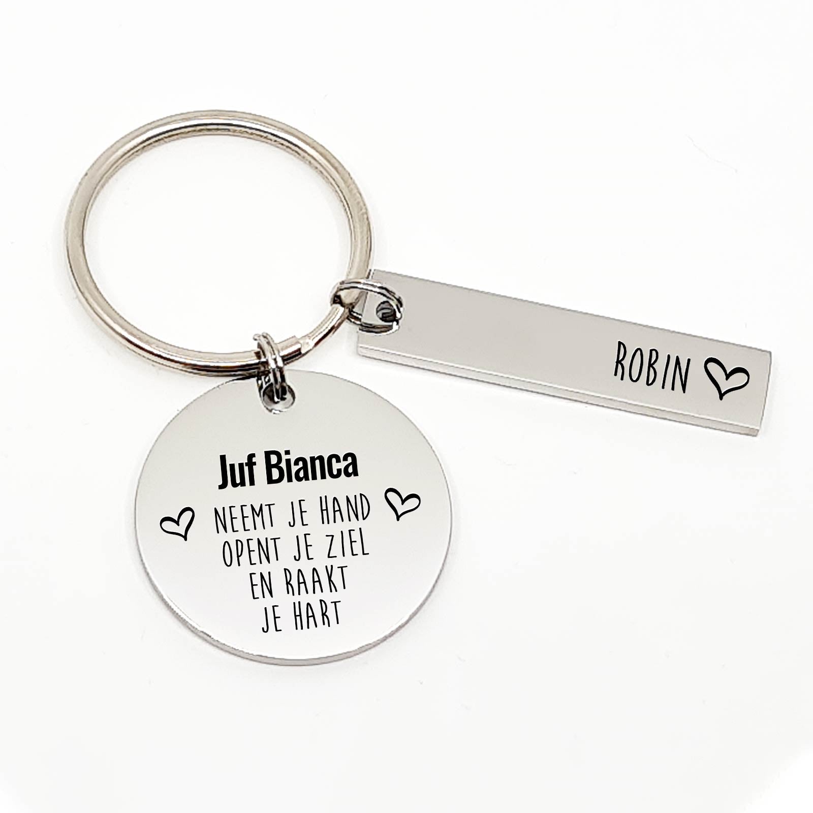 Juf of Meester Raakt Je Hart Sleutelhanger - Bella Mia