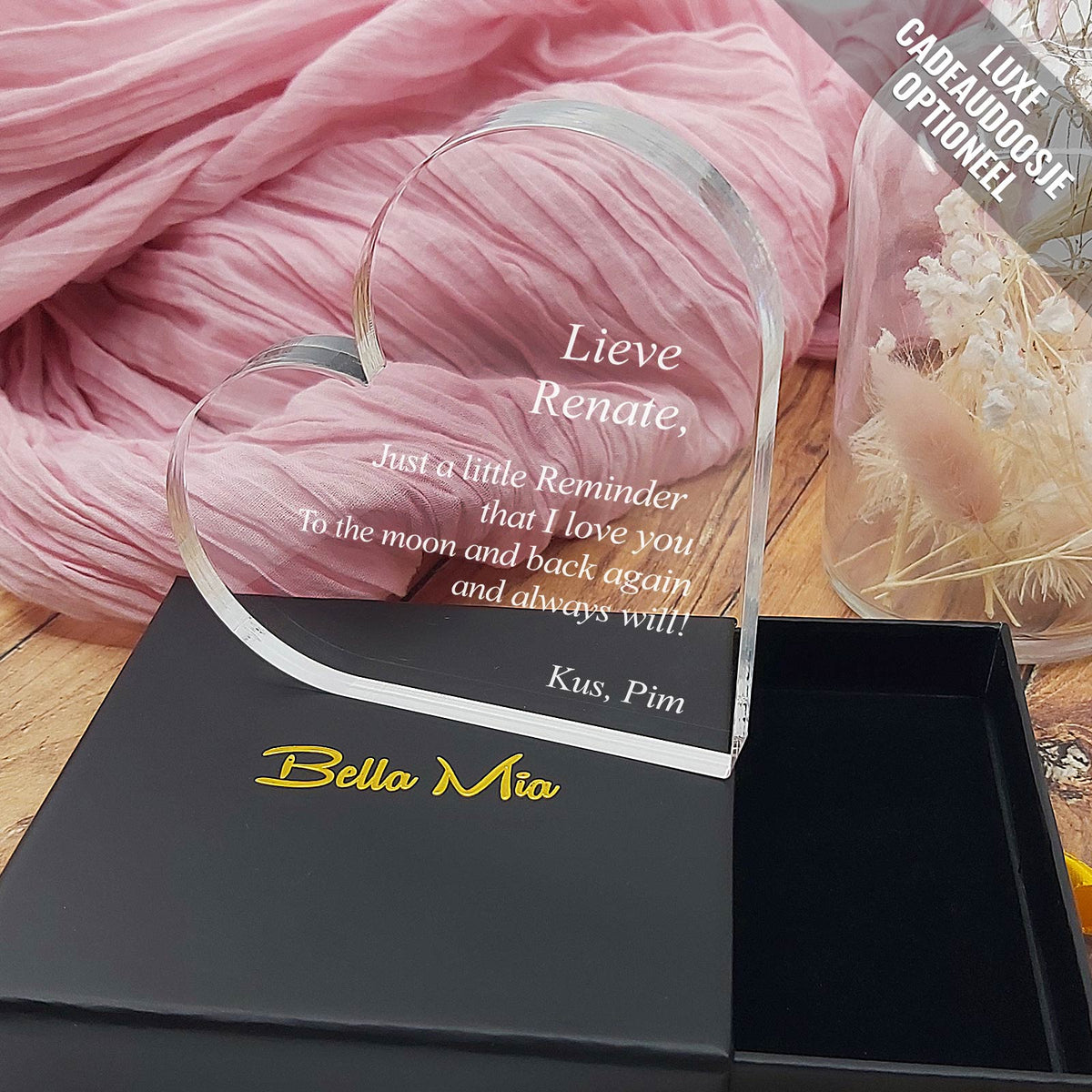 Just a Little Reminder That I Love You Hart van Plexi Glas - Bella Mia