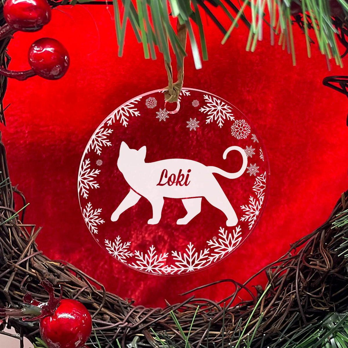 Katten Kerstballen met eigen naam - Bella Mia