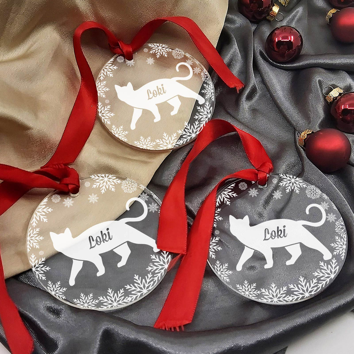 Katten Kerstballen met eigen naam - Bella Mia