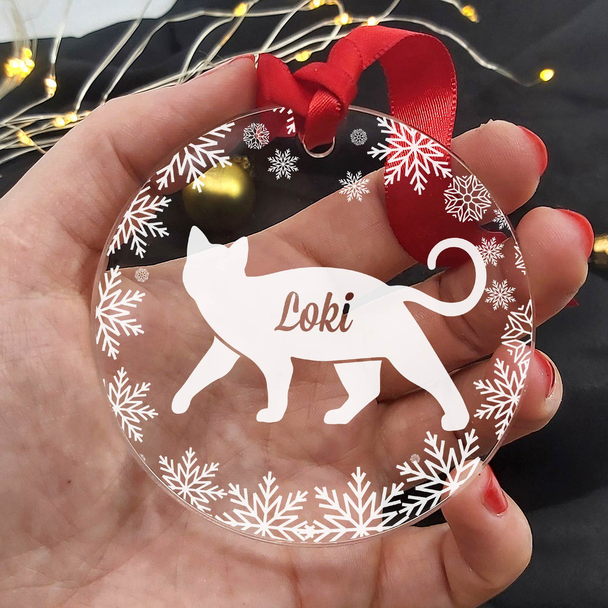 Katten Kerstballen met eigen naam - Bella Mia