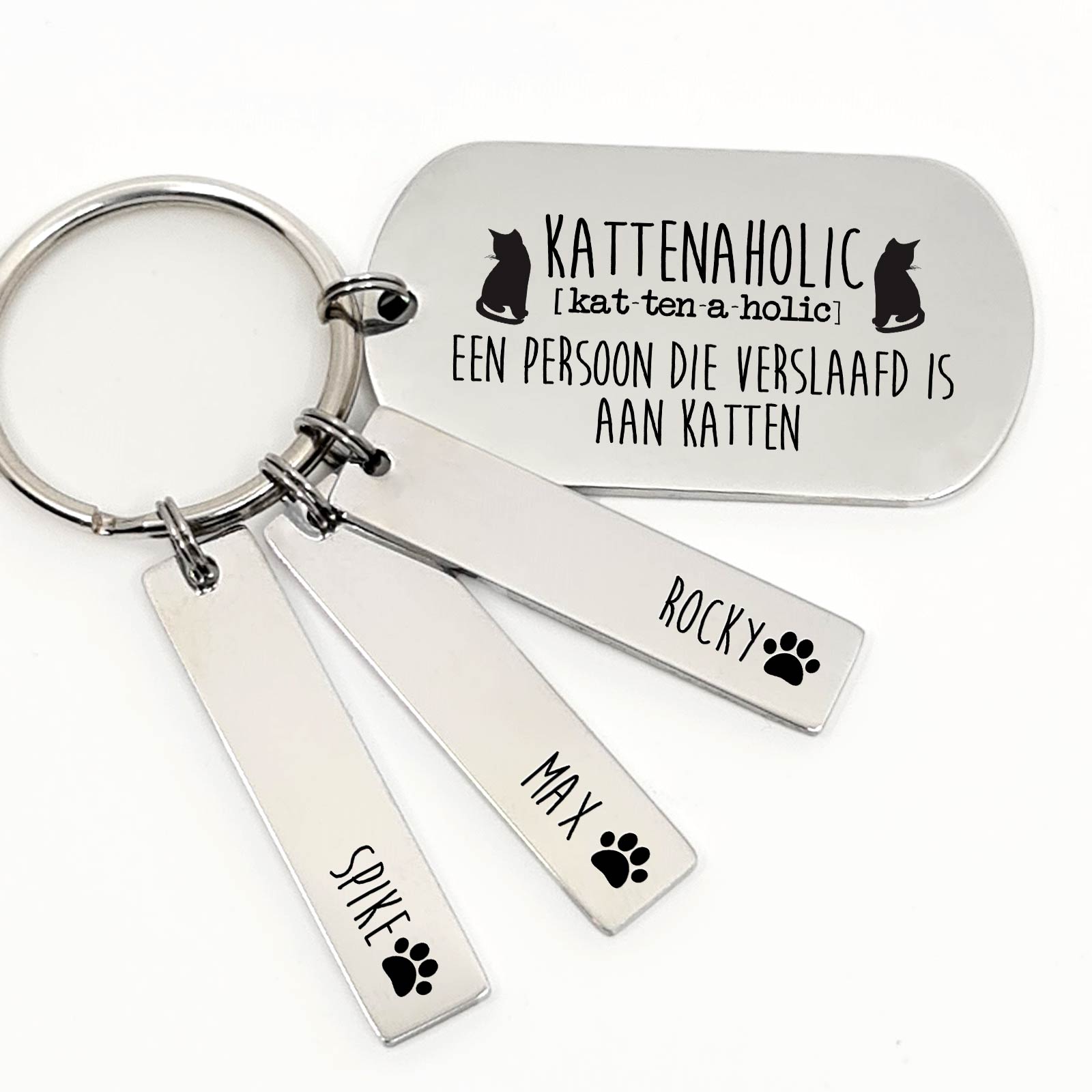 Kattenholic, Een Persoon Die Verslaafd Is Aan Katten Sleutelhanger - Bella Mia