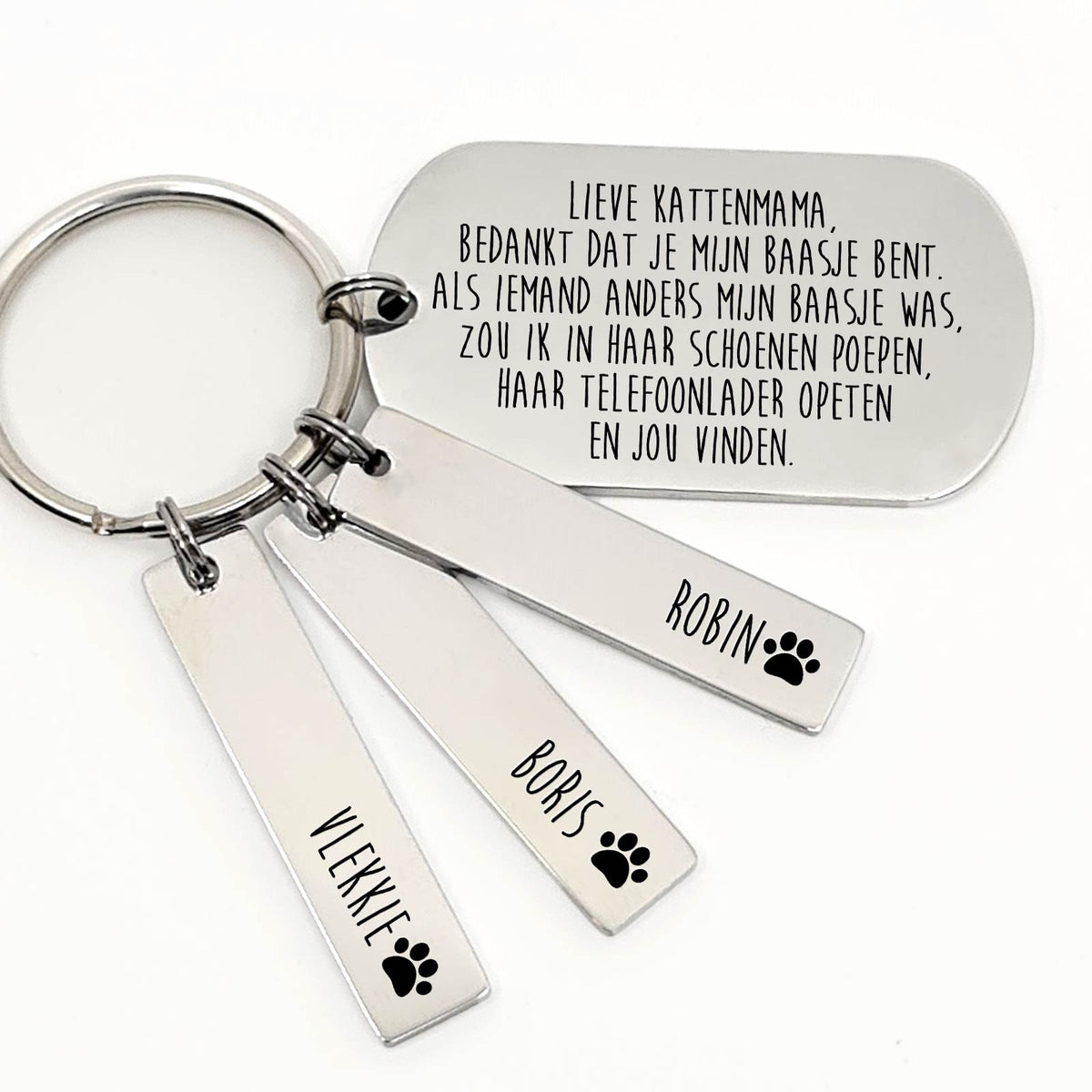 Kattenmama-Bedankt Dat Je Mijn Baasje Bent Sleutelhanger - Bella Mia