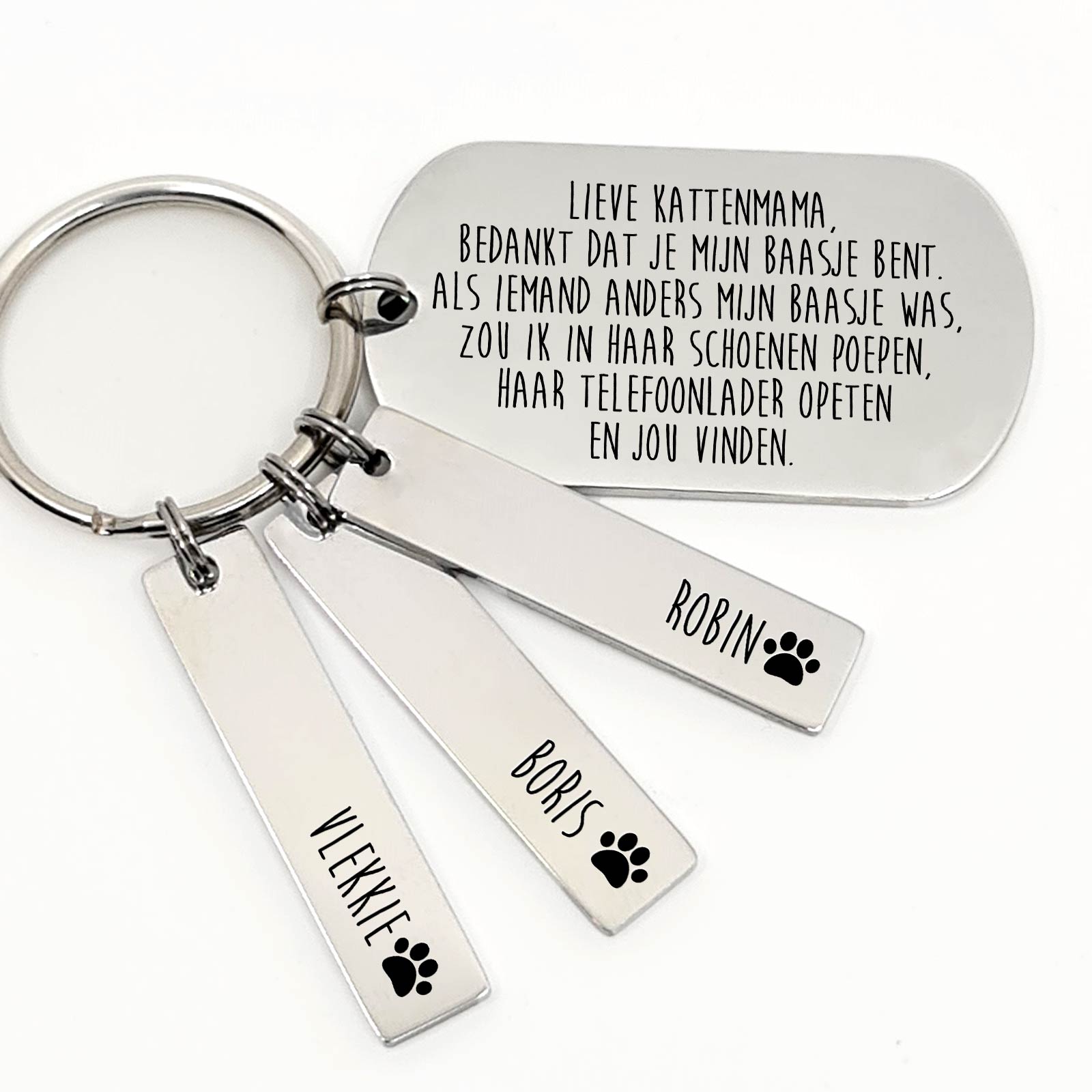 Kattenmama-Bedankt Dat Je Mijn Baasje Bent Sleutelhanger - Bella Mia