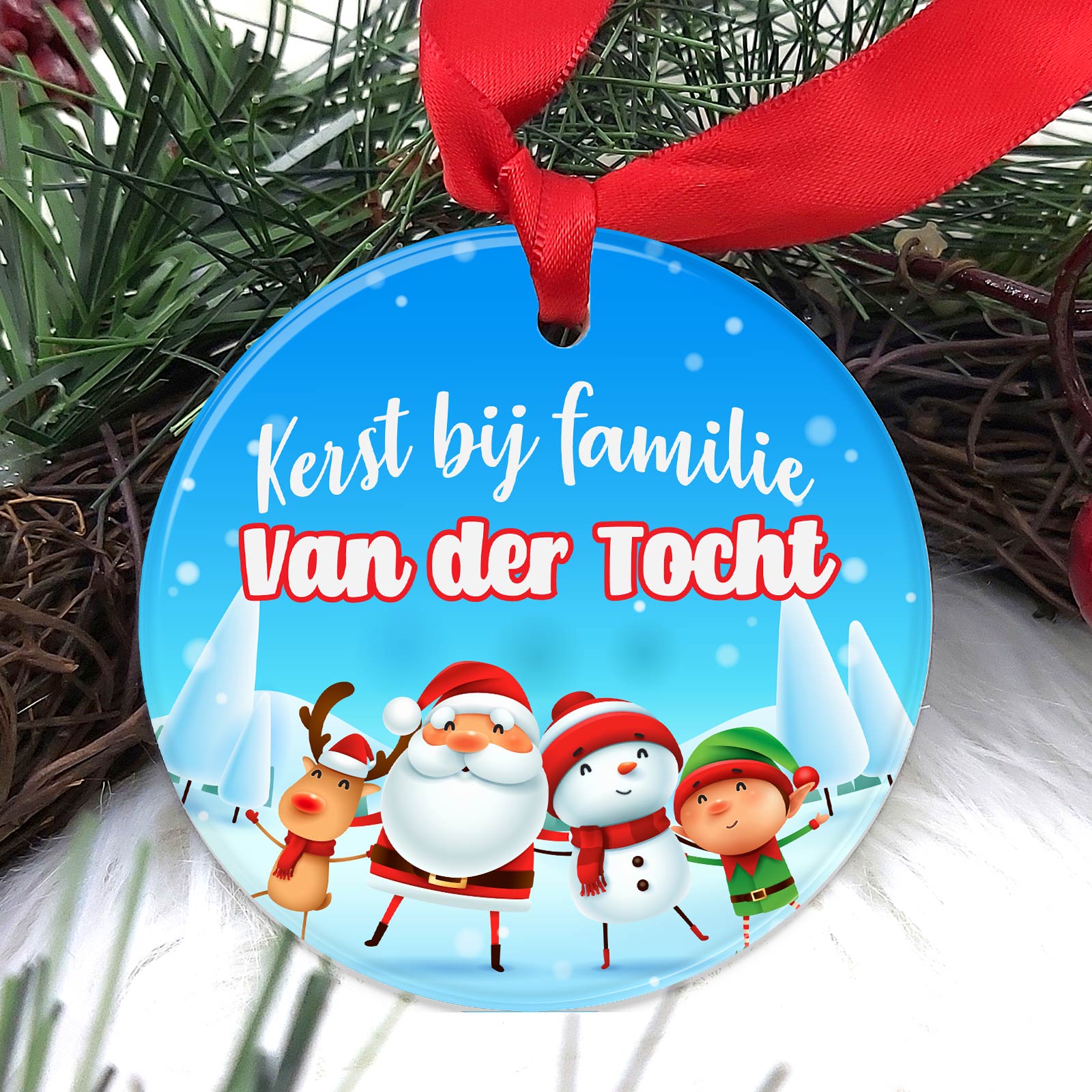 Kerst bij familie... - Keramische Kerstbal - Bella Mia