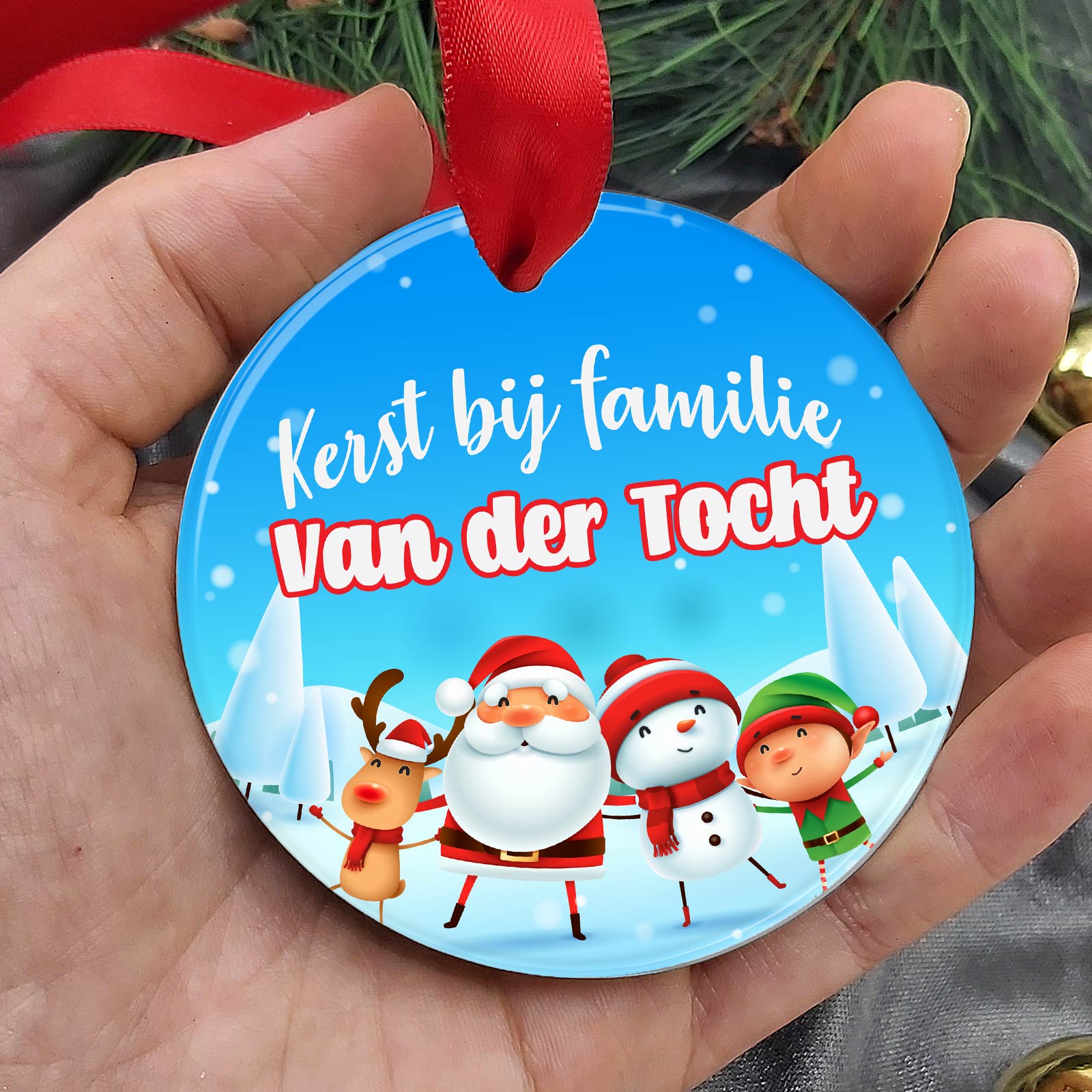 Kerst bij familie... - Keramische Kerstbal - Bella Mia