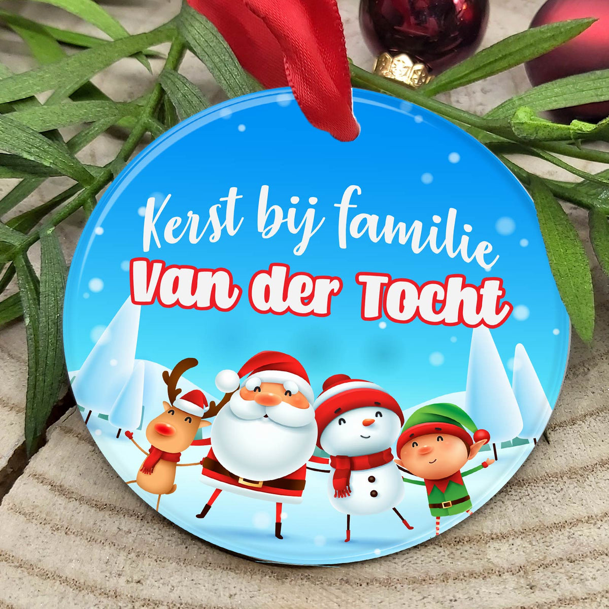 Kerst bij familie... - Keramische Kerstbal - Bella Mia