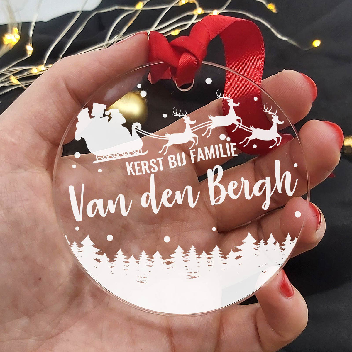 Kerst Bij Familie... Plexiglas Kerstbal - Bella Mia