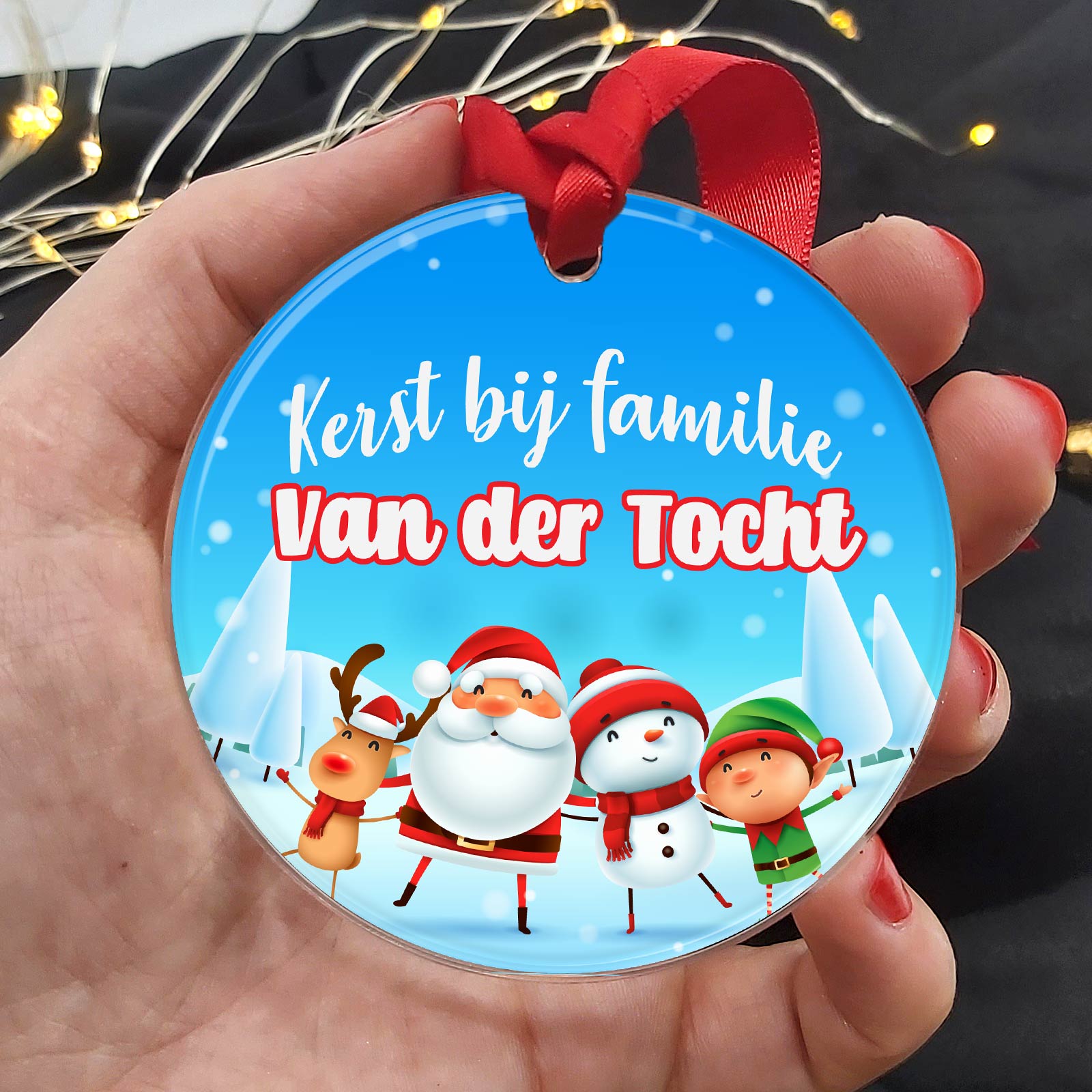 Kerst bij familie... - Plexiglas Kerstbal - Bella Mia