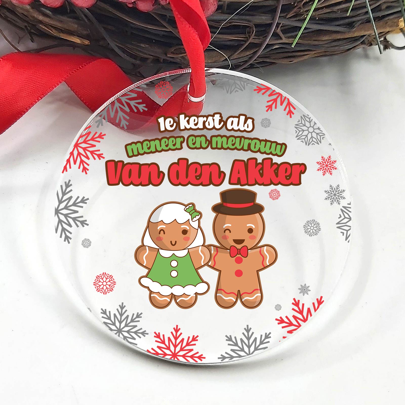 Kerstkoekjes: 1e kerst Getrouwd! - Plexiglas Kerstbal - Bella Mia