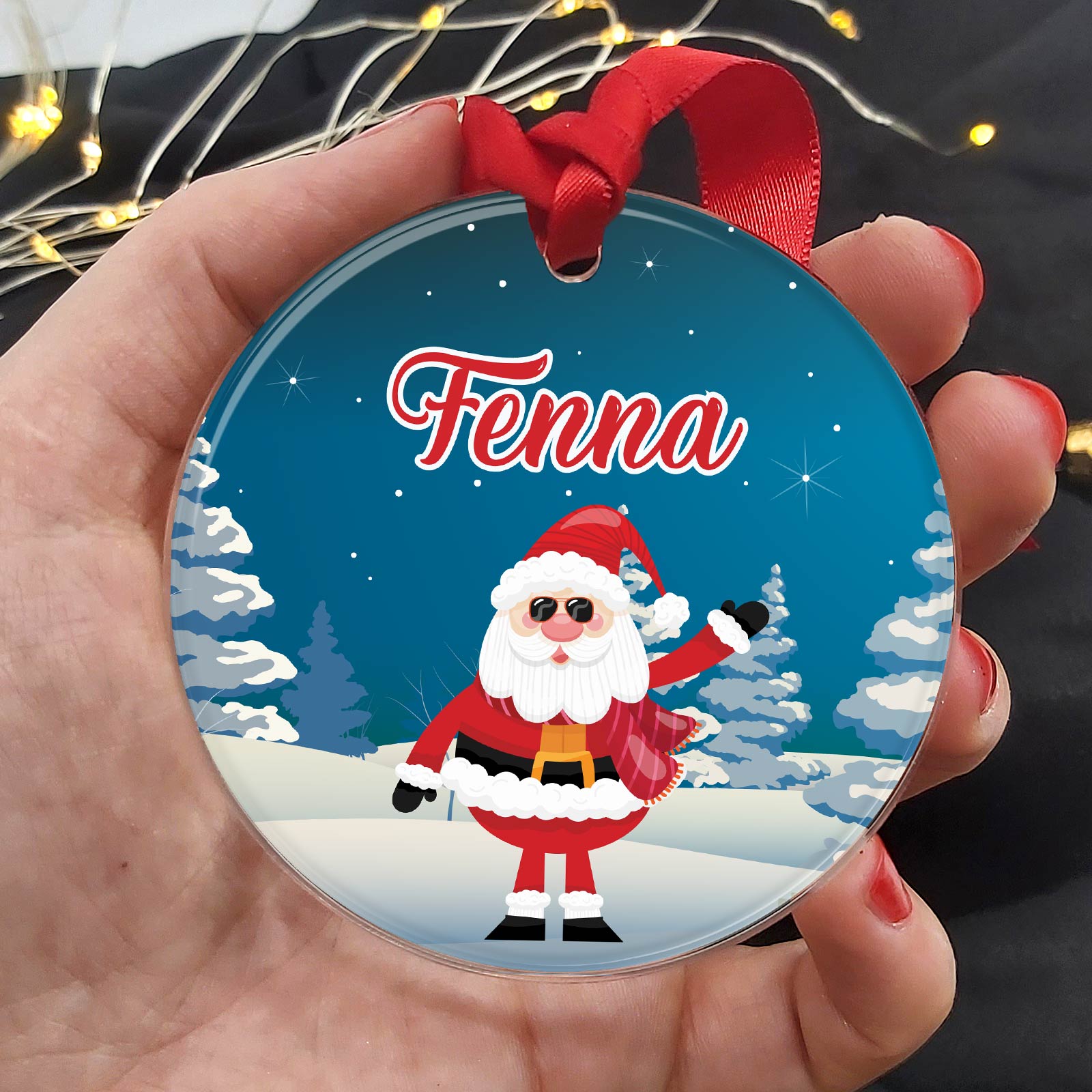 Kerstman met eigen naam Keramische Kerstbal - Bella Mia