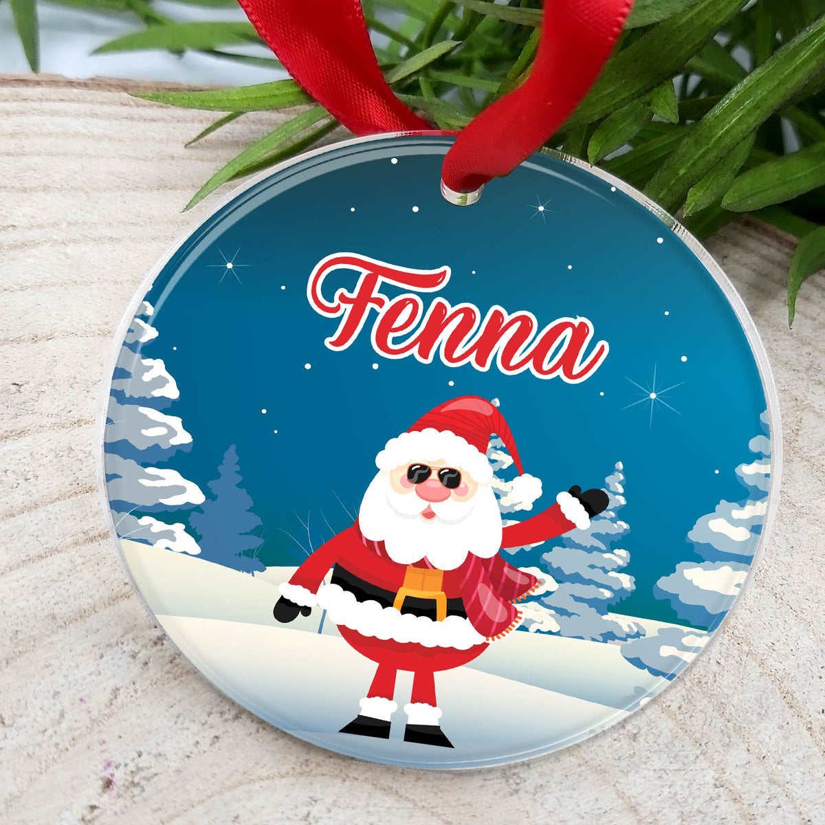 Kerstman met eigen naam Keramische Kerstbal - Bella Mia