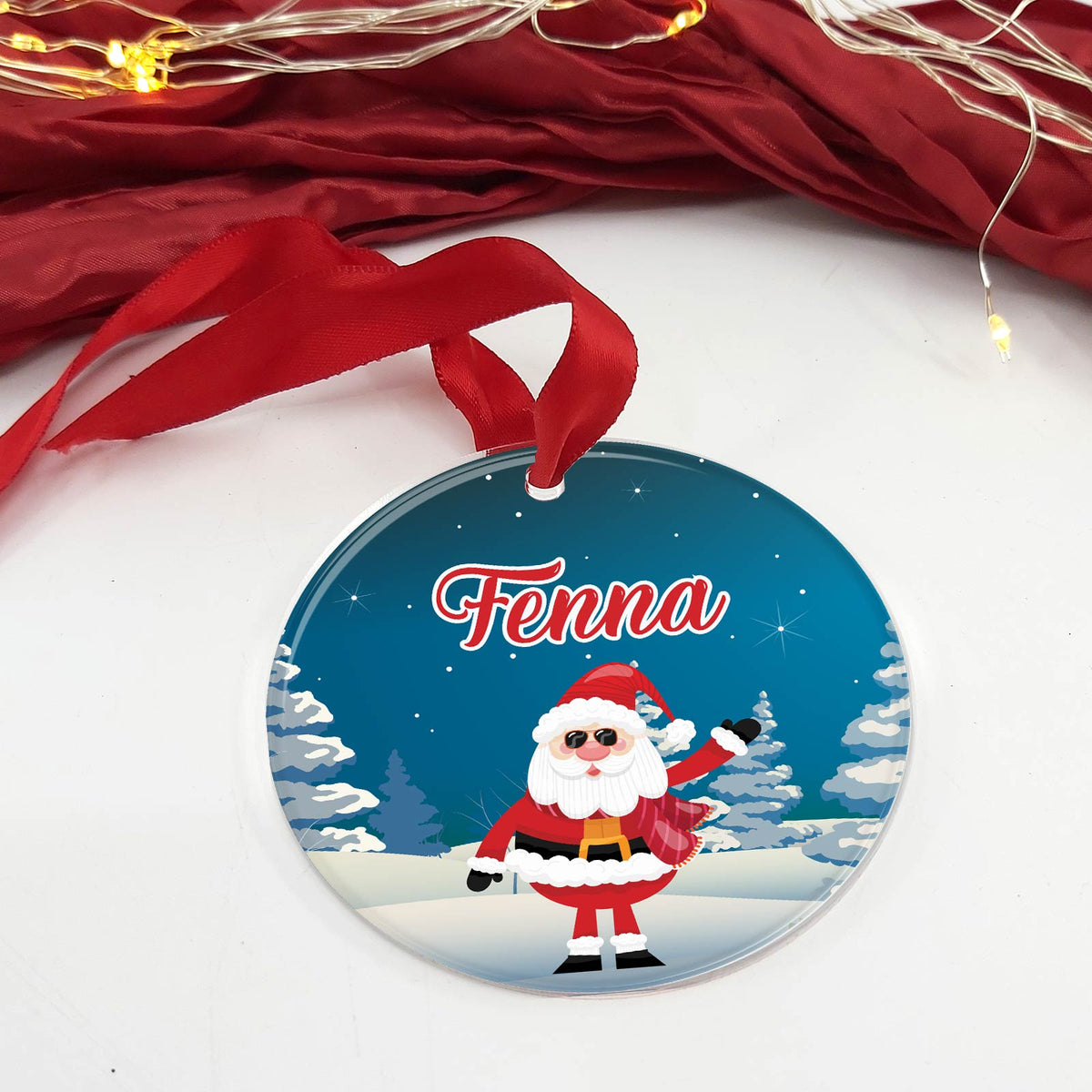 Kerstman met eigen naam Keramische Kerstbal - Bella Mia