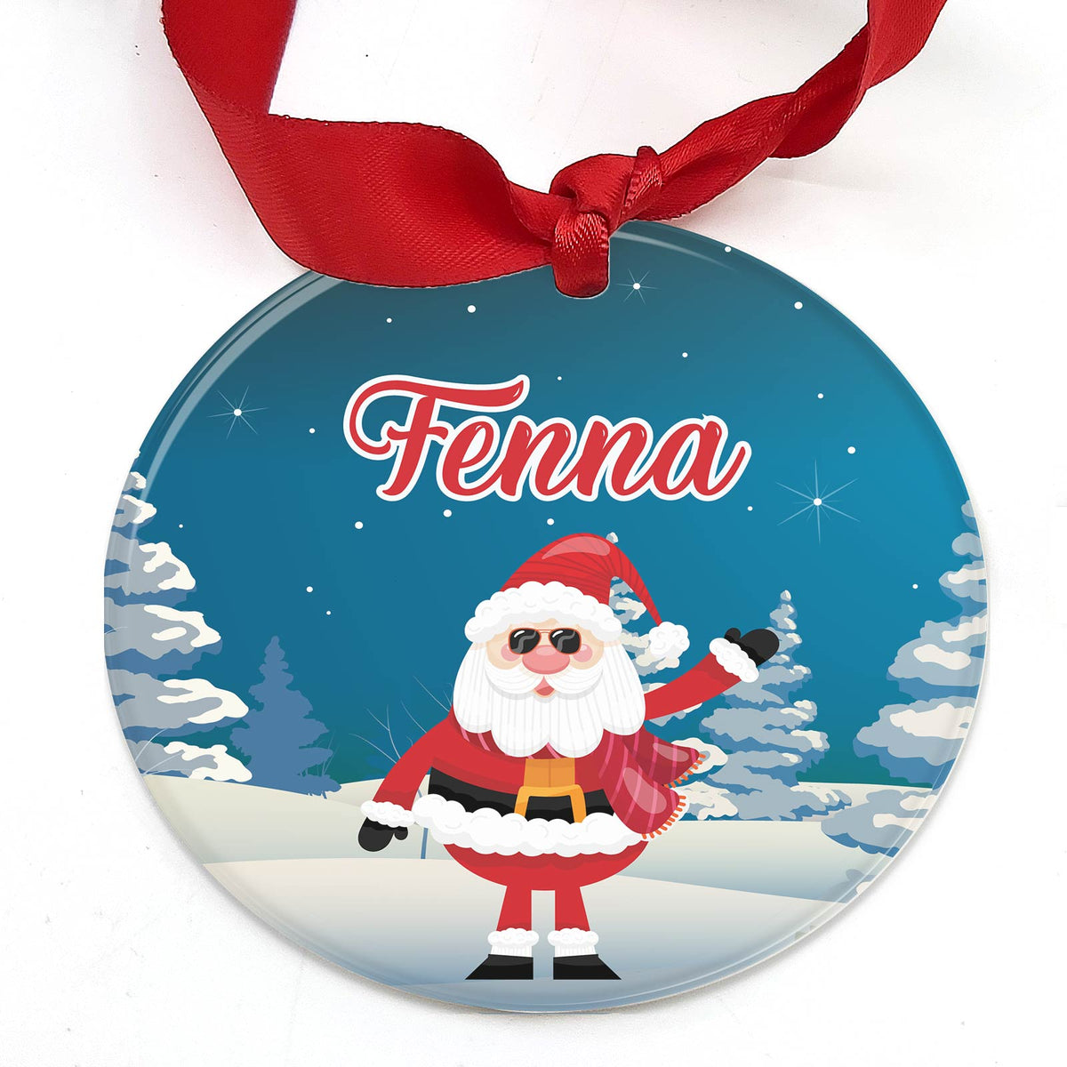 Kerstman met eigen naam Plexiglas Kerstbal - Bella Mia