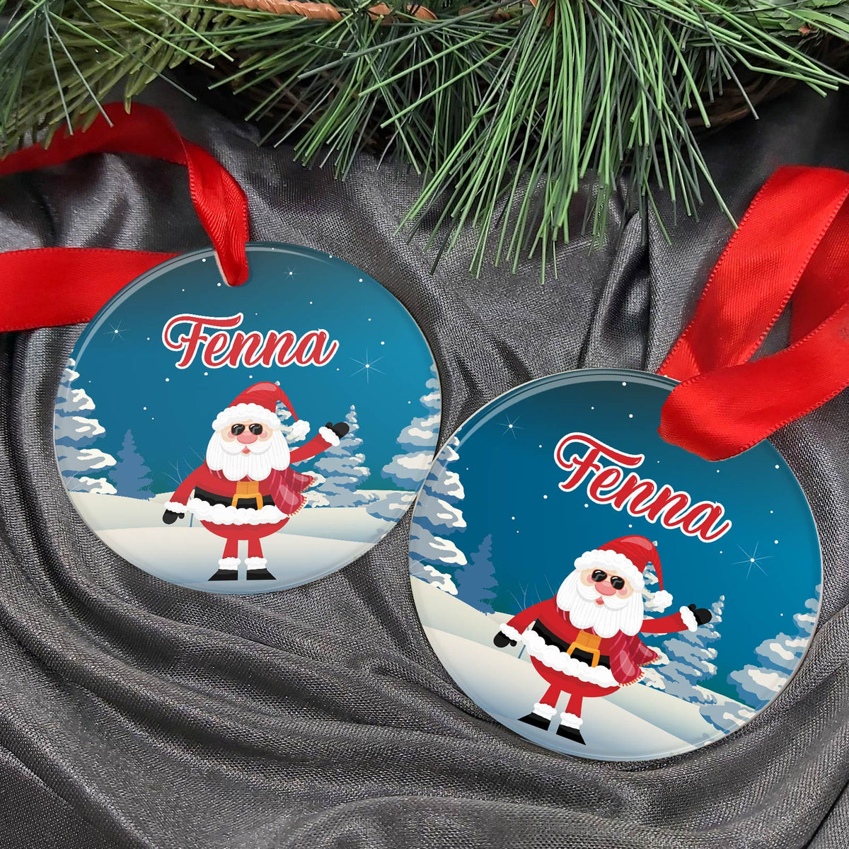 Kerstman met eigen naam Plexiglas Kerstbal - Bella Mia