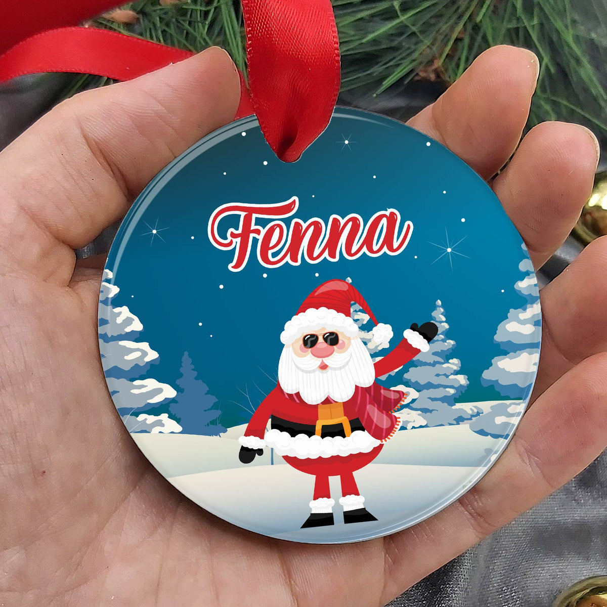 Kerstman met eigen naam Plexiglas Kerstbal - Bella Mia