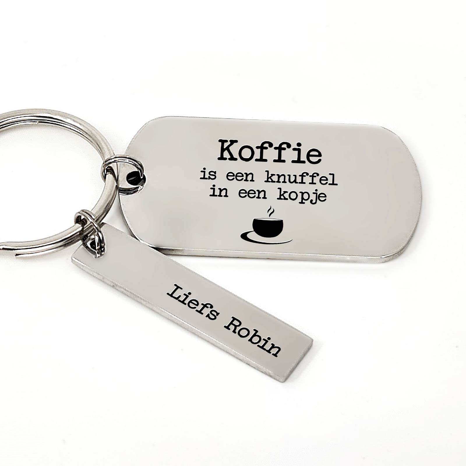 Koffie Is Een Knuffel In Een Kopje Sleutelhanger - Bella Mia