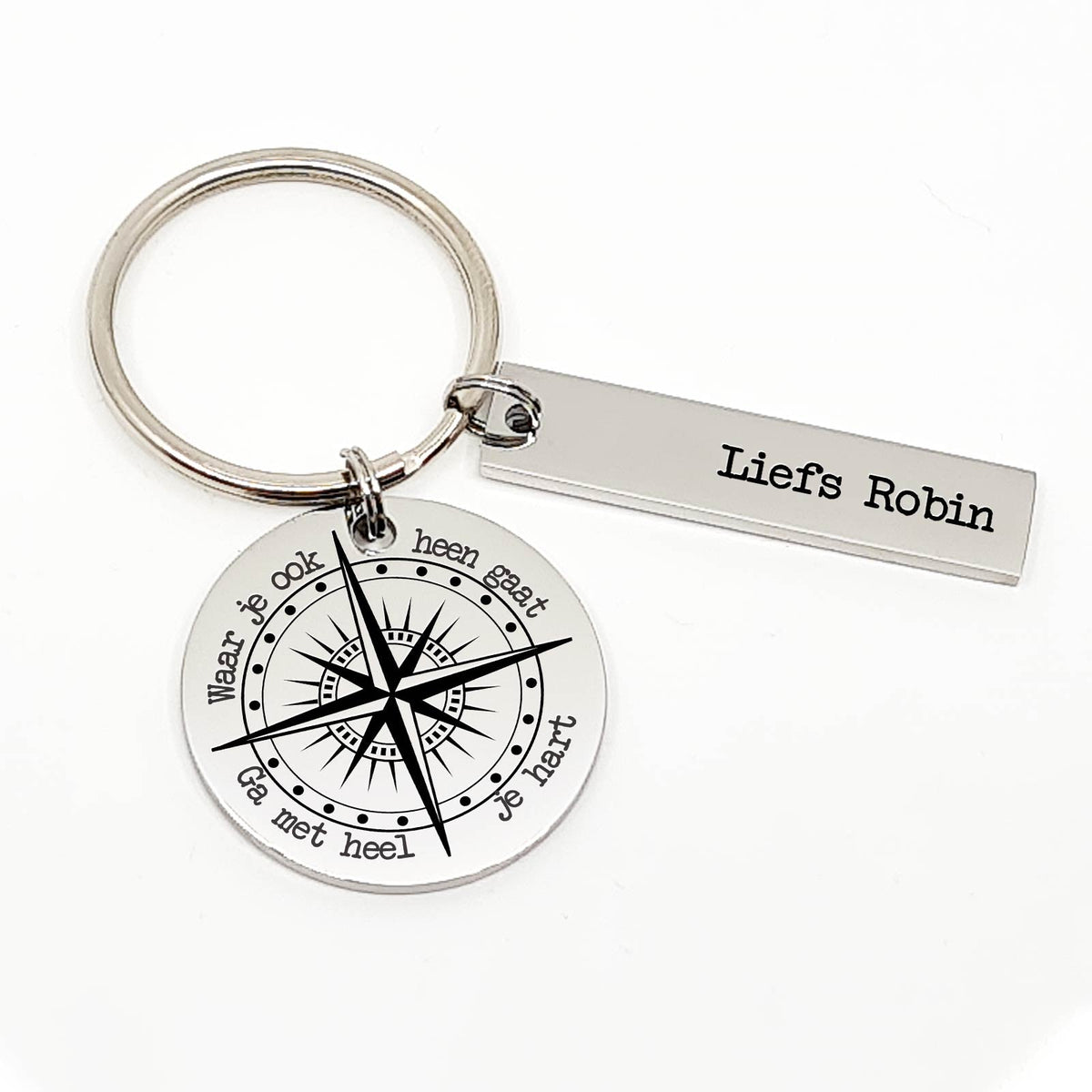 Kompas, Waar Je Ook Heen Gaat, Ga Met Heel Je Hart - Sleutelhanger - Bella Mia