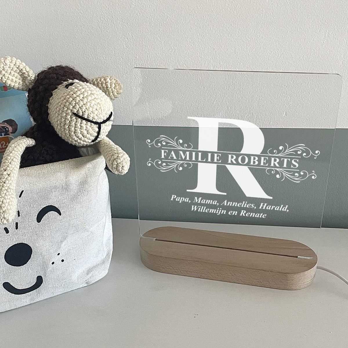 Lampje met namen en Initiaal - Bella Mia