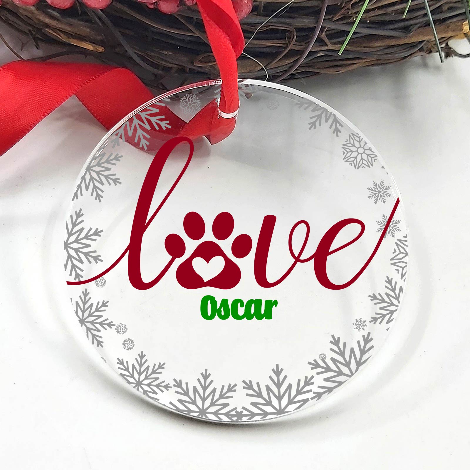 Liefde heeft 4 pootjes - Plexiglas Kerstbal - Bella Mia