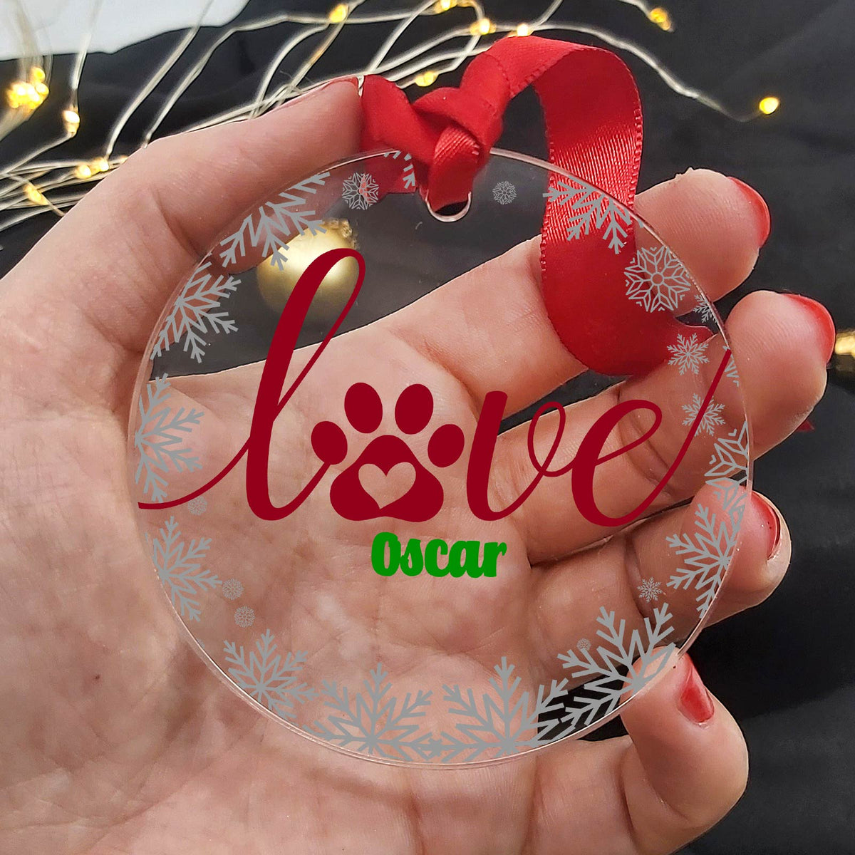 Liefde heeft 4 pootjes - Plexiglas Kerstbal - Bella Mia