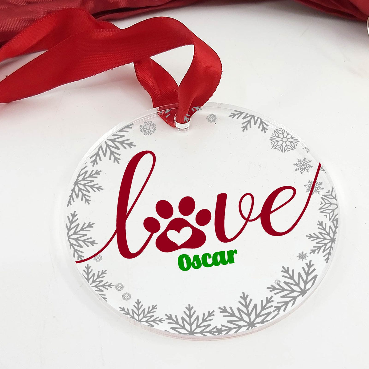 Liefde heeft 4 pootjes - Plexiglas Kerstbal - Bella Mia