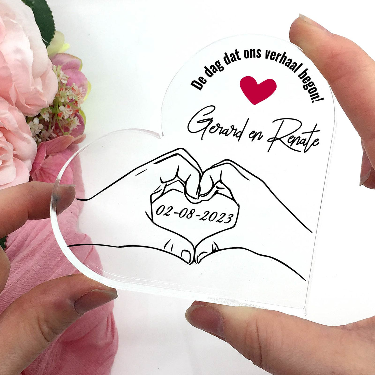 Liefdeshanden - Hart van Plexiglas - Bella Mia